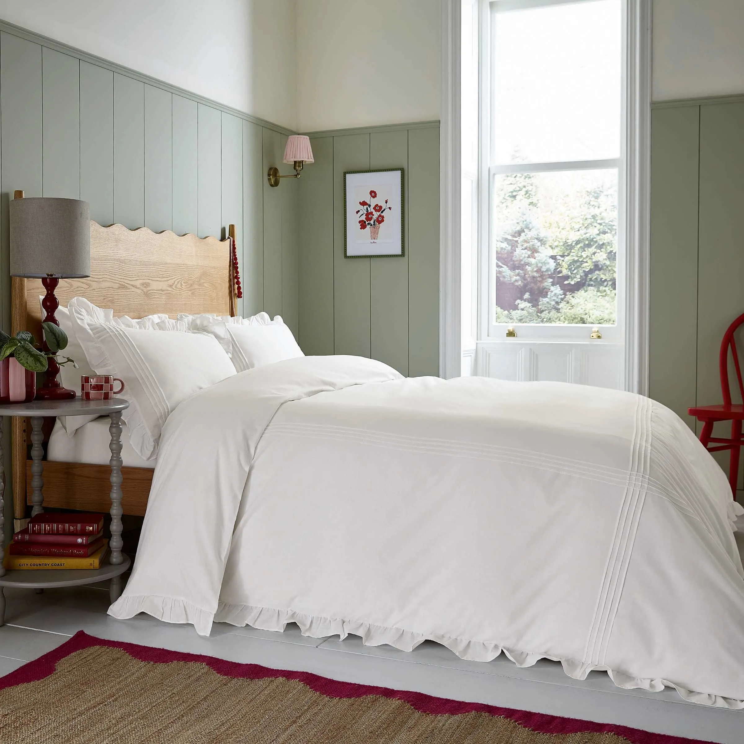 Evie Pintucks Single Duvet Cover Set - White, Cotton alternate view