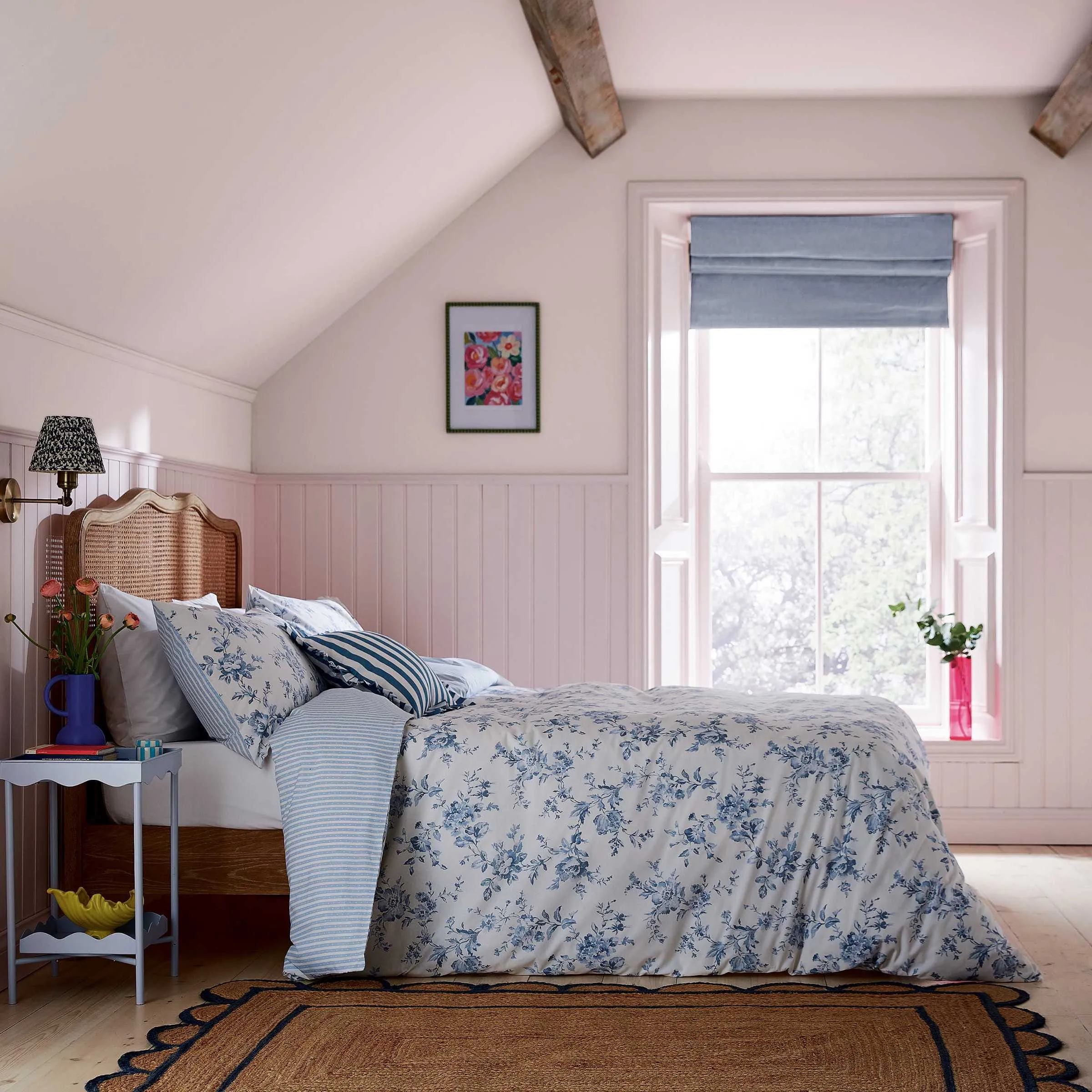 Hedgerow Print Single Duvet Cover Set - Blue alternate view