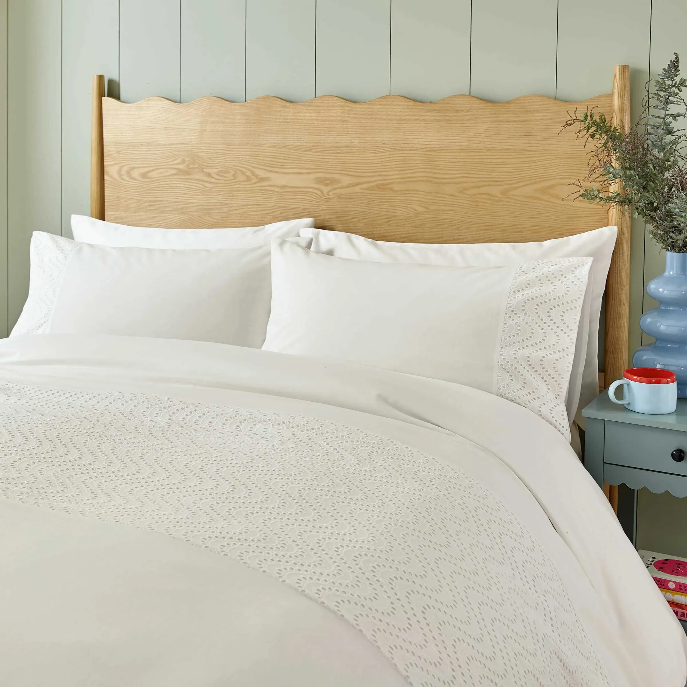 Margo Embroidery Single Duvet Cover Set - White, Cotton product
