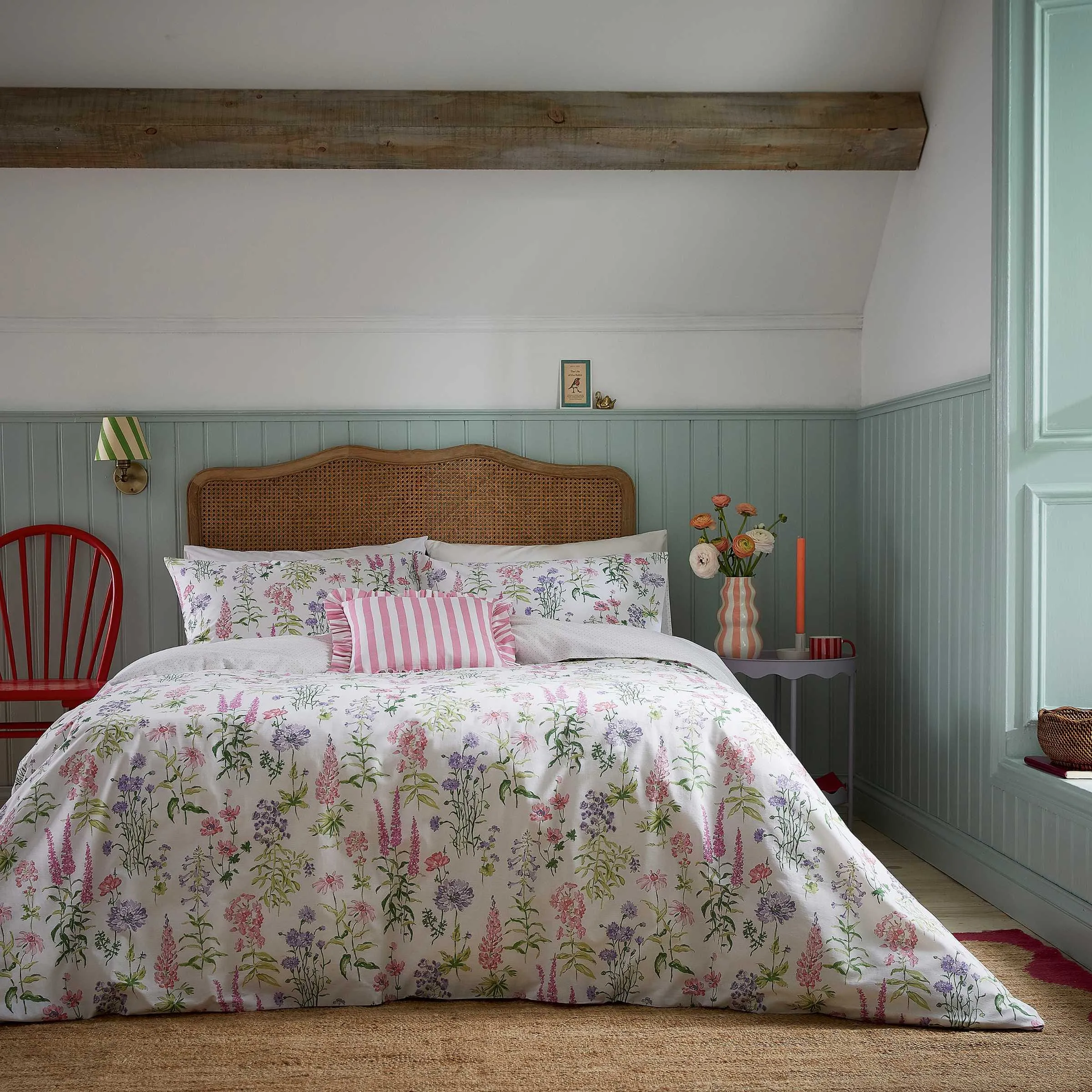 Meadow Flower Print Single Duvet Cover Set - Multi, Cotton alternate view