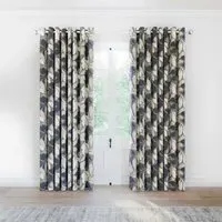 Lined Curtains with Leaf Print - Neutral, Cotton