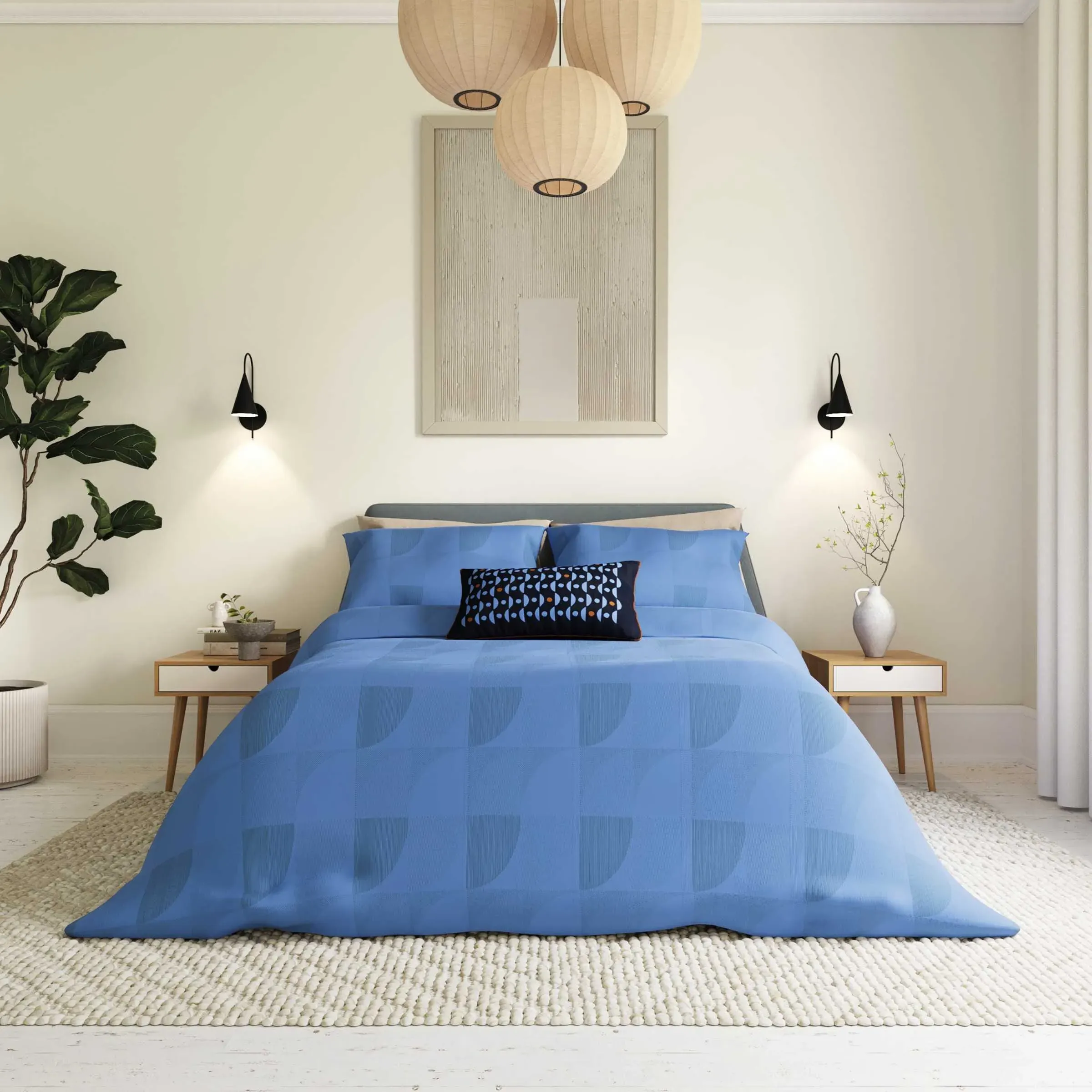 Single Duvet Cover Set - Periwinkle Blue, Jacquard