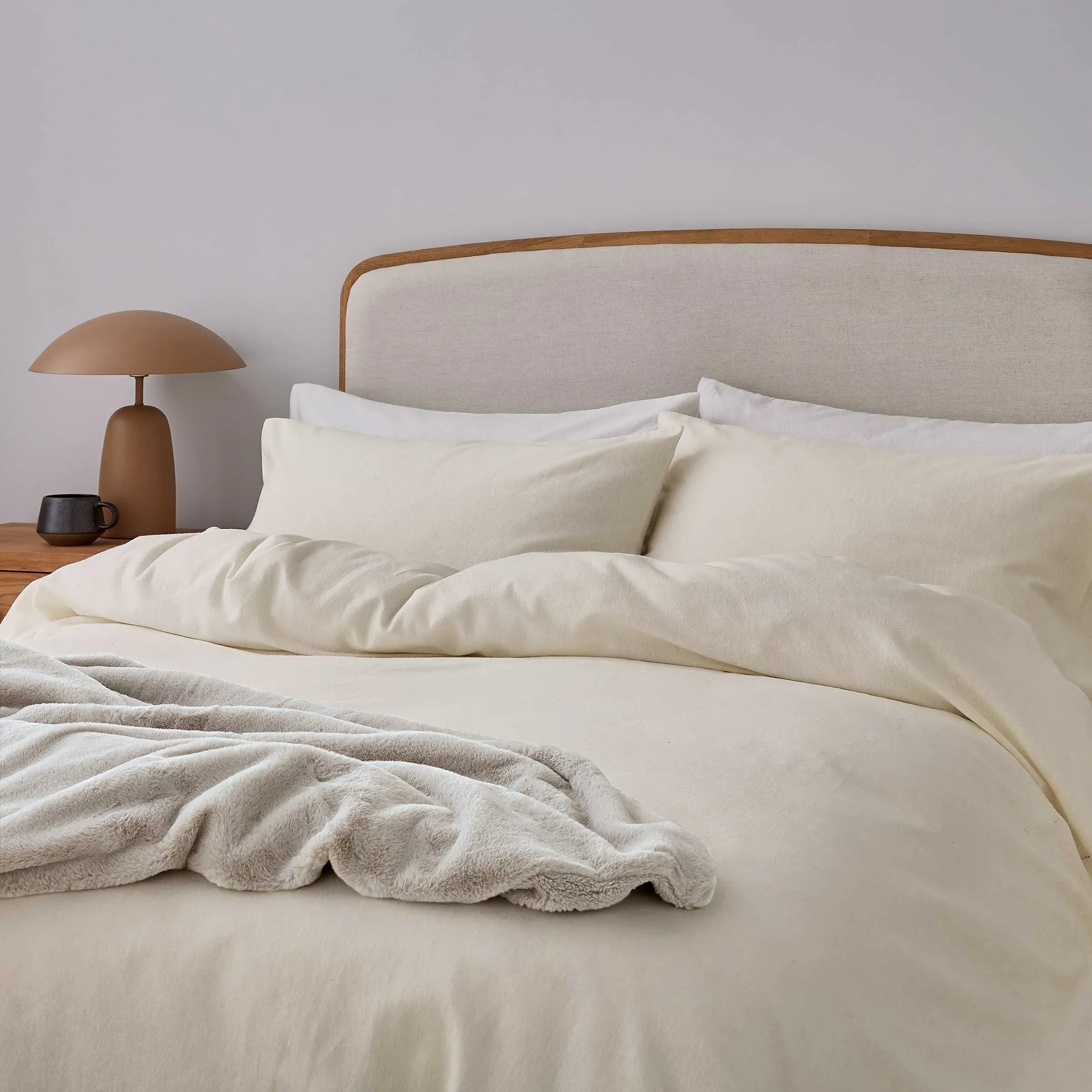 Single Duvet Cover Set - Ivory, Brushed Cotton image