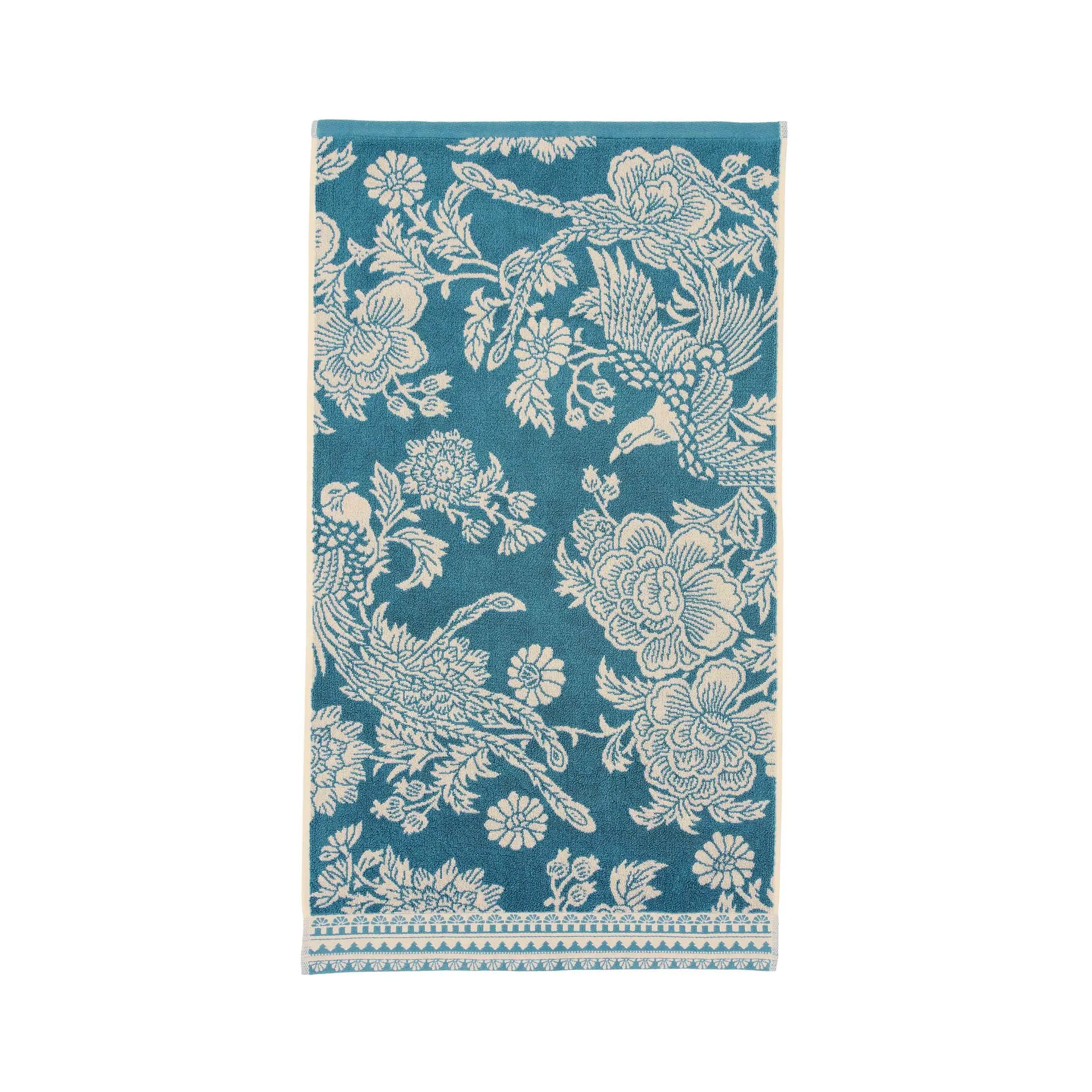 Bath Sheet with Floral Print - Teal, Cotton