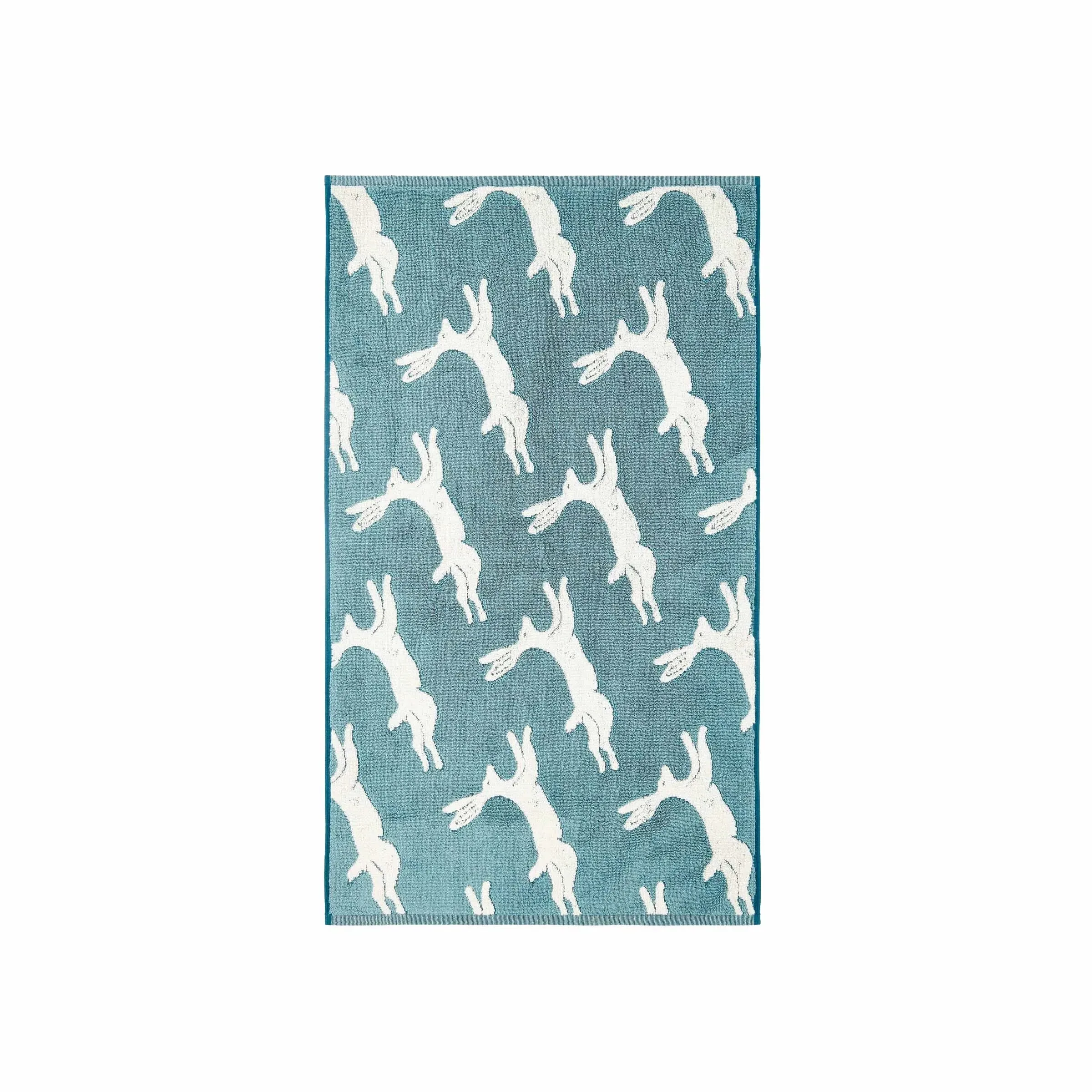 Bath Sheet with Hare Print - Teal, Cotton