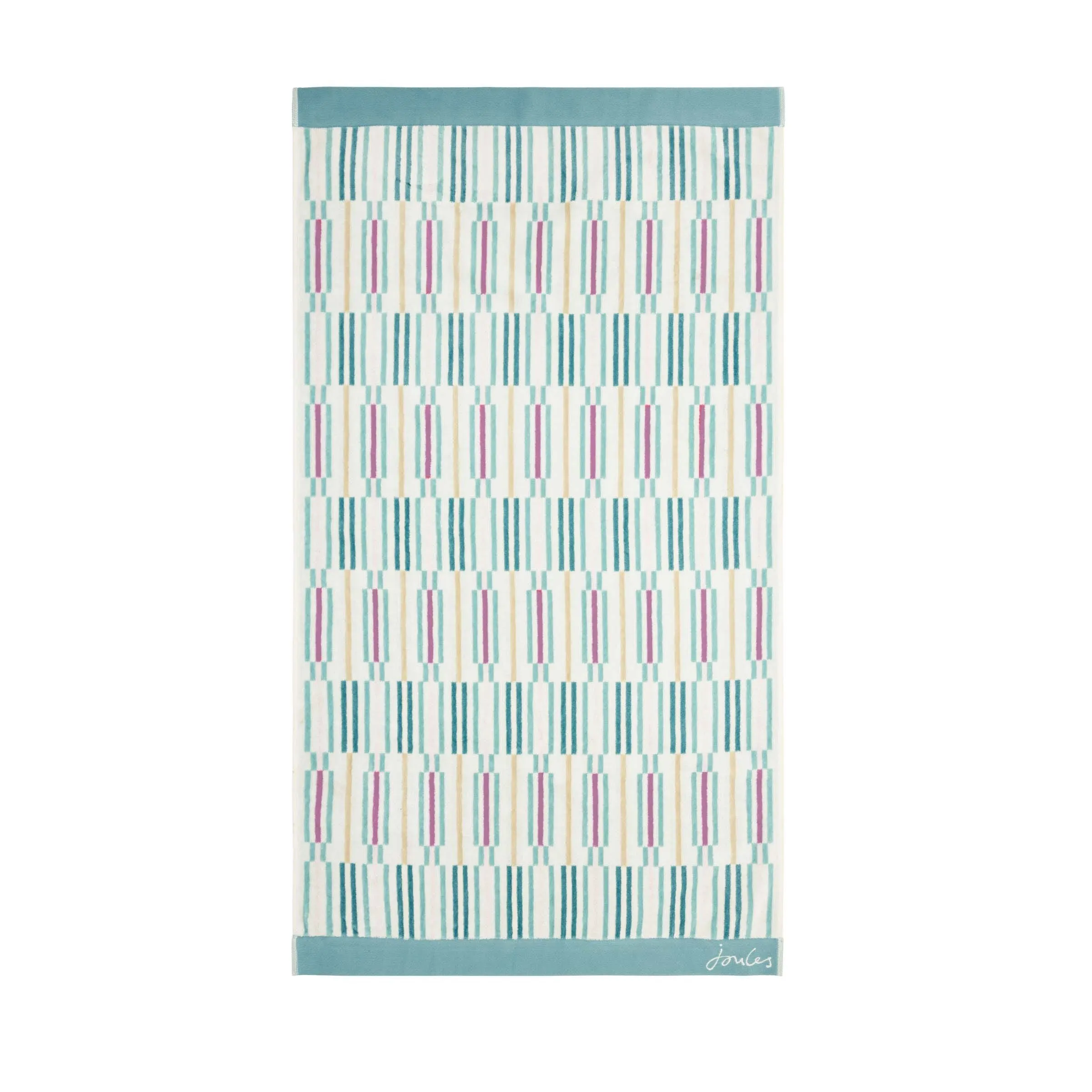 Bath Towel Geometric Print - Aqua, Cotton