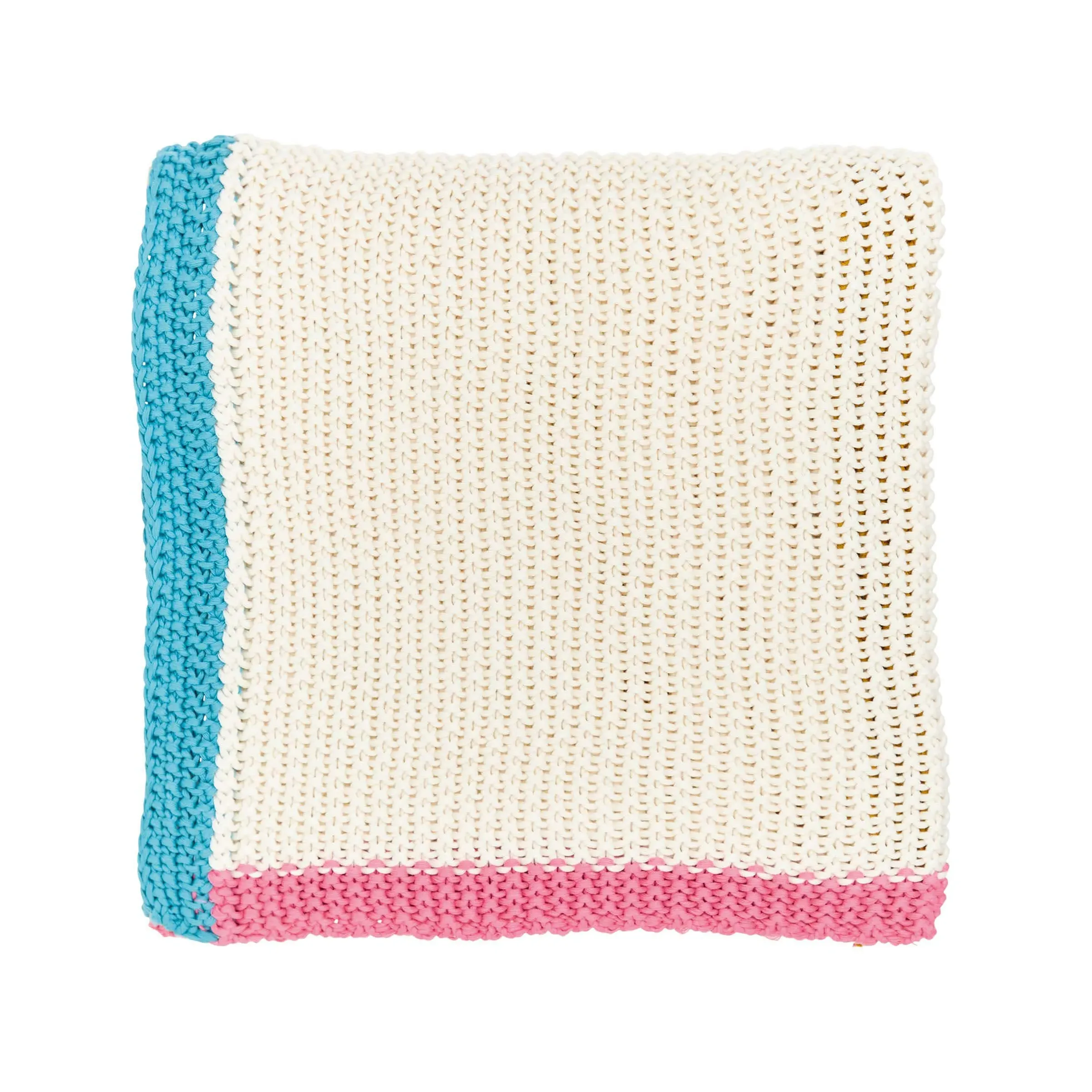 Chunky Knit Throw with Pastel Trim - Multi image