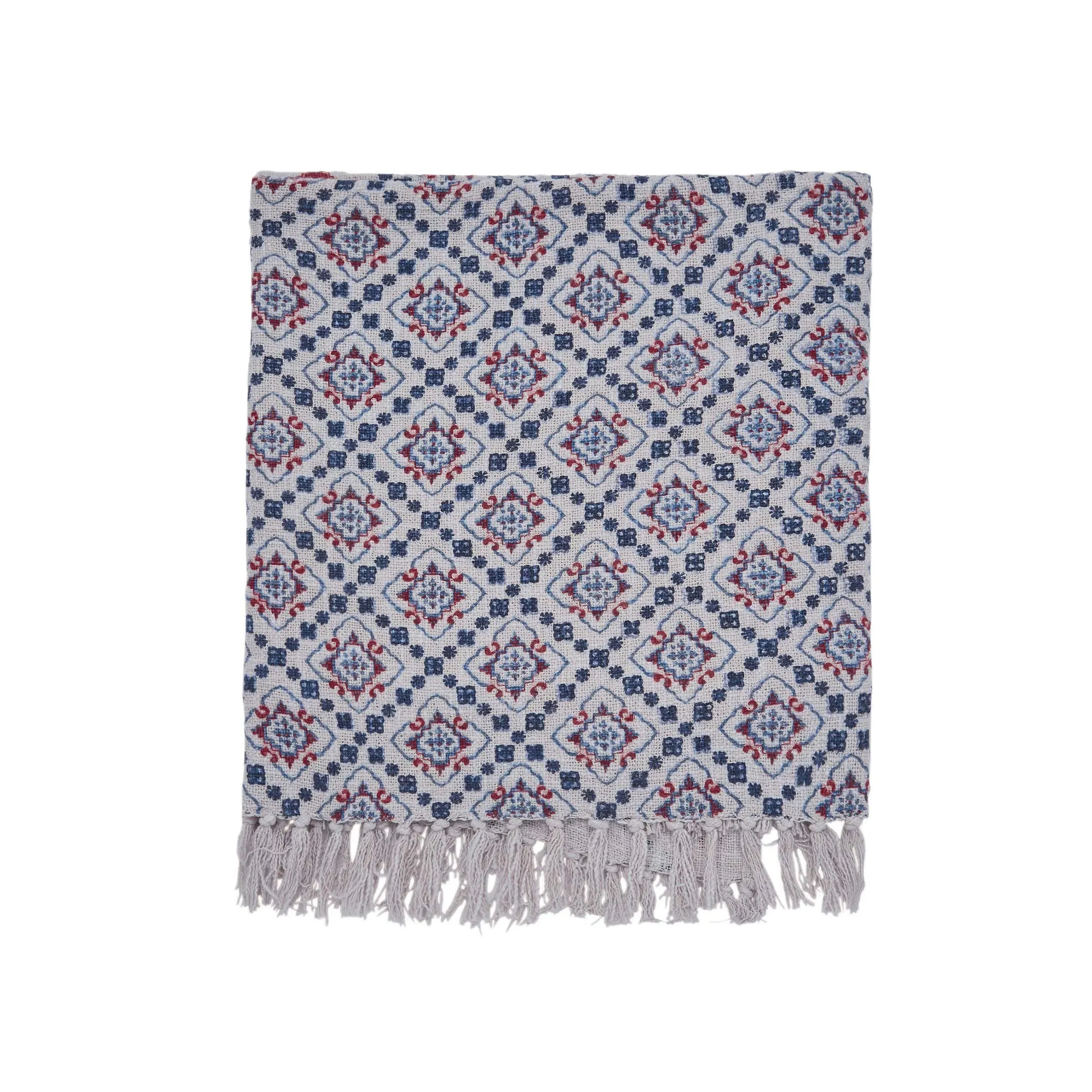 Country Tiles Throw - Blue, Cotton image