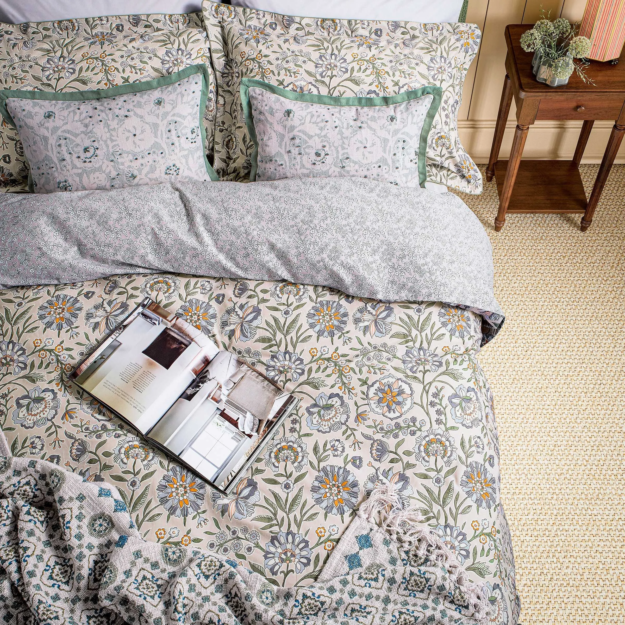 Country Tiles Throw - Creme, Cotton