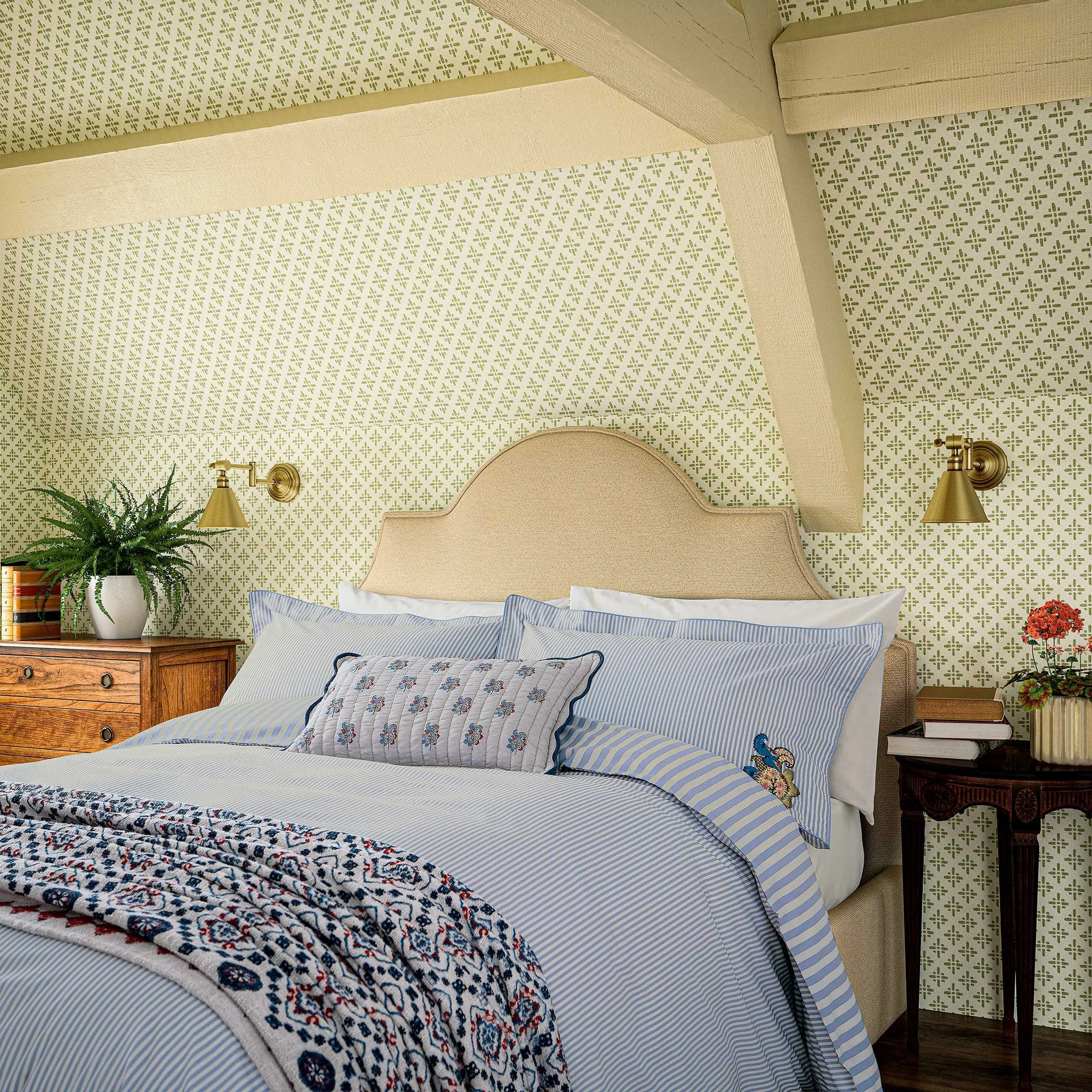 Double Duvet Cover Set with Embroidery - Blue