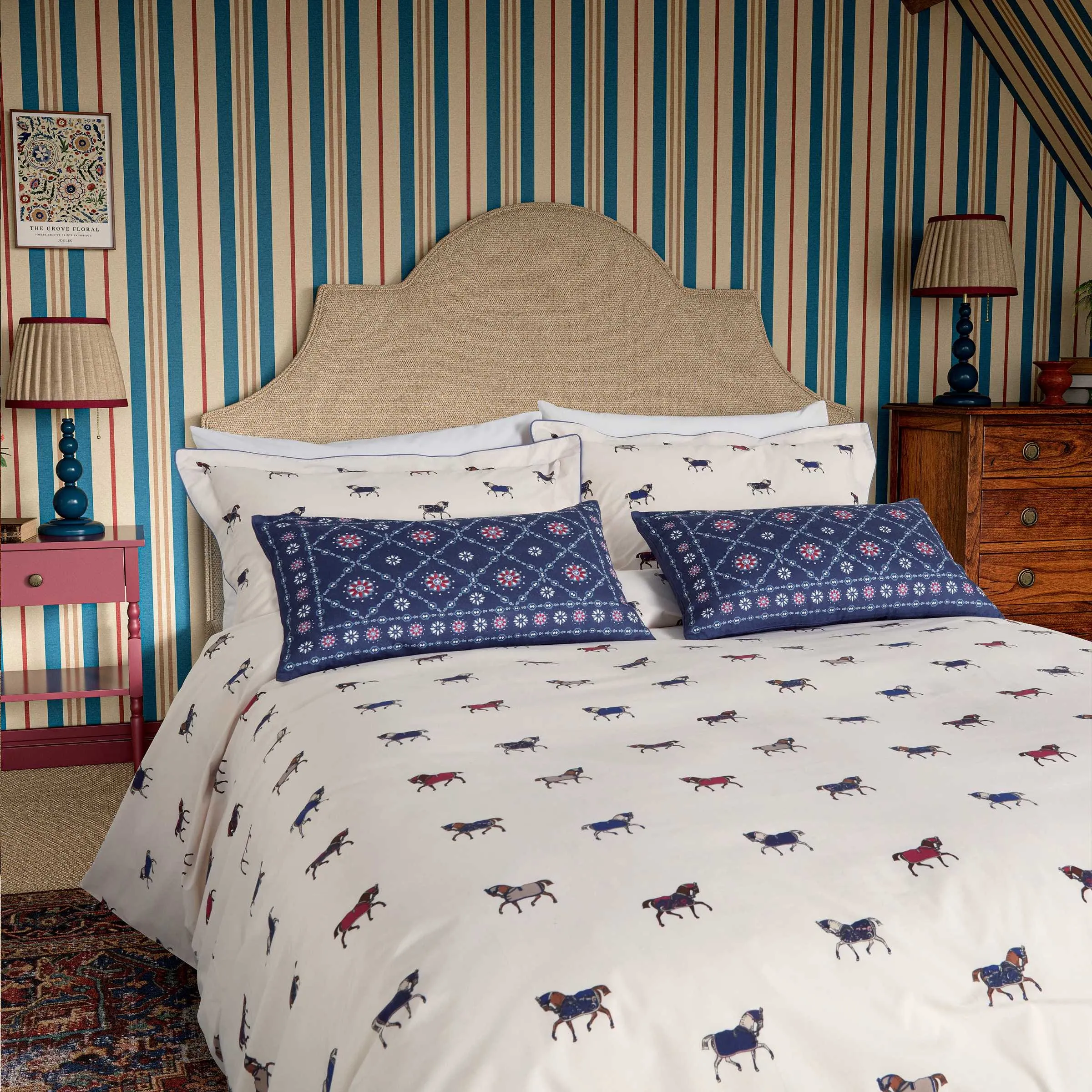 Dressage Horses Single Duvet Cover Set - Cream, Cotton Percale product