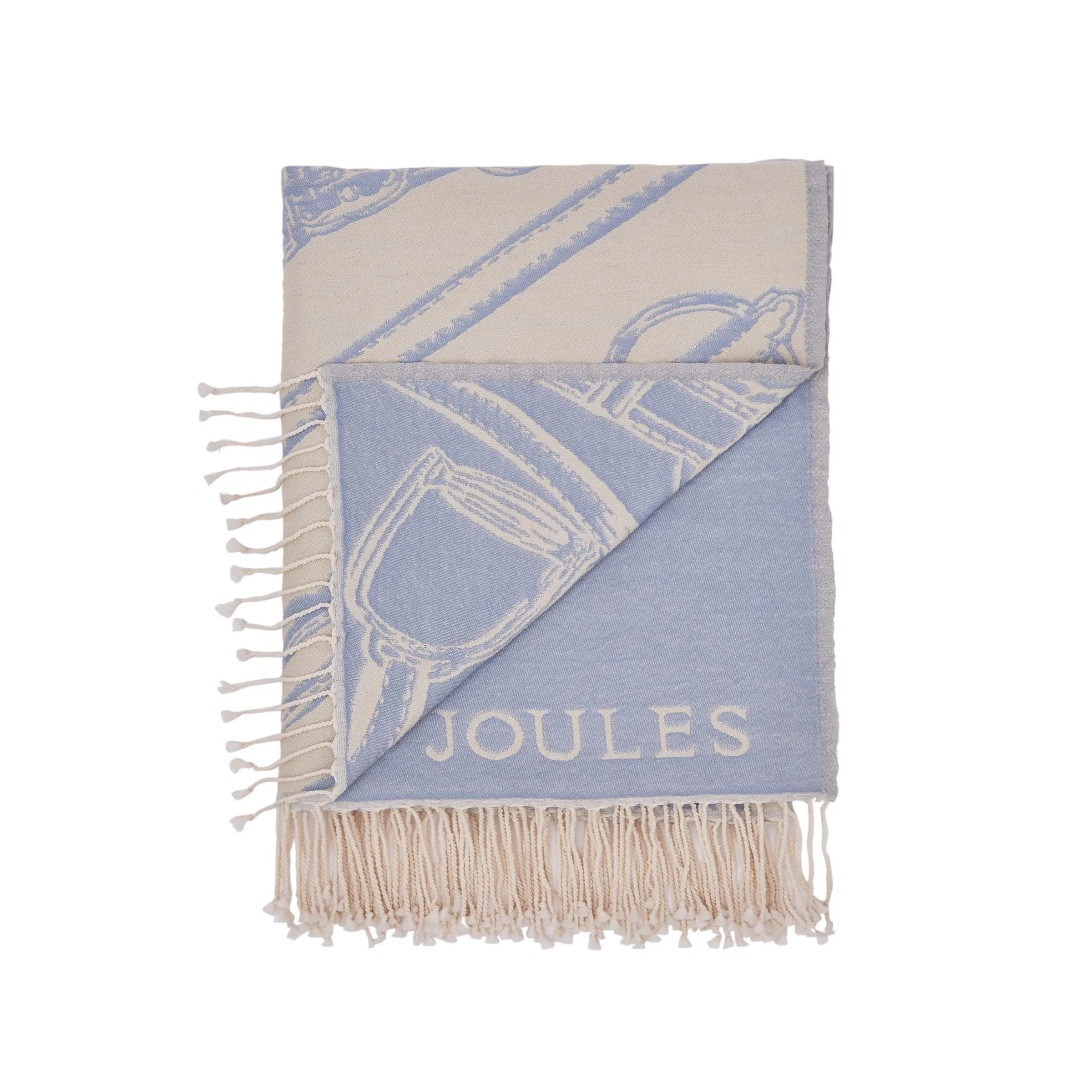 Dual-Sided Throw with Tassels - Blue, Wool Blend image