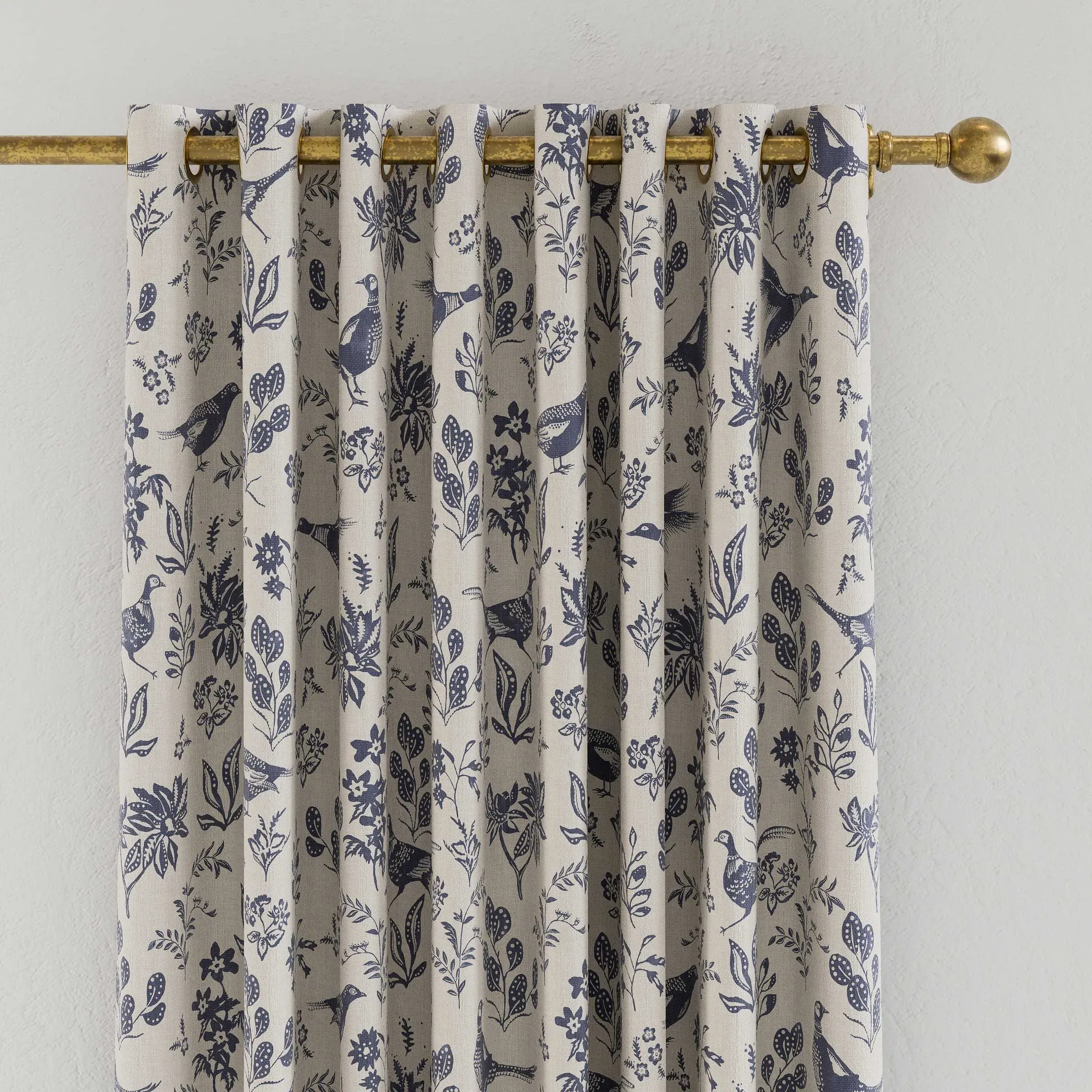 Eyelet Curtains with Blackout Lining - Blue, Cotton