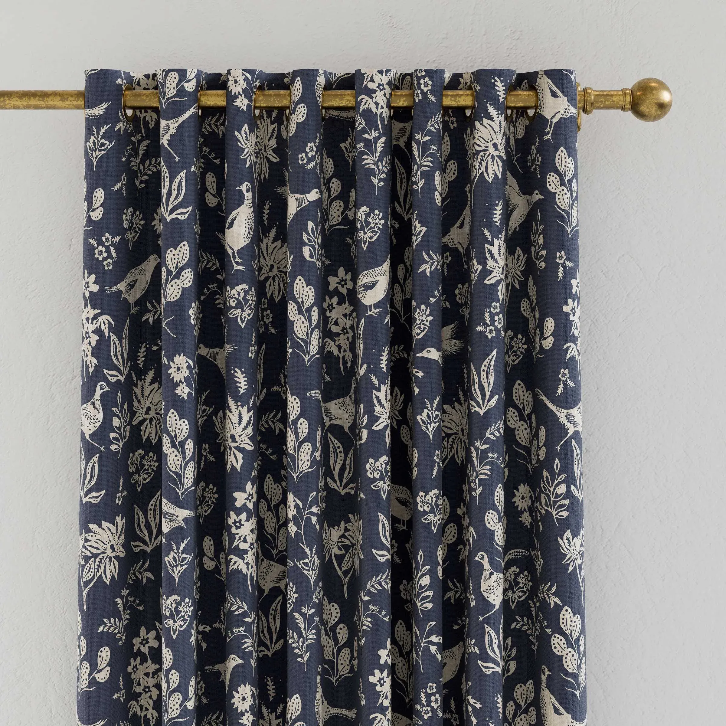 Eyelet Curtains with Blackout Lining - Navy, Cotton