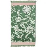 Hand Towel with Floral Print - Green, Cotton
