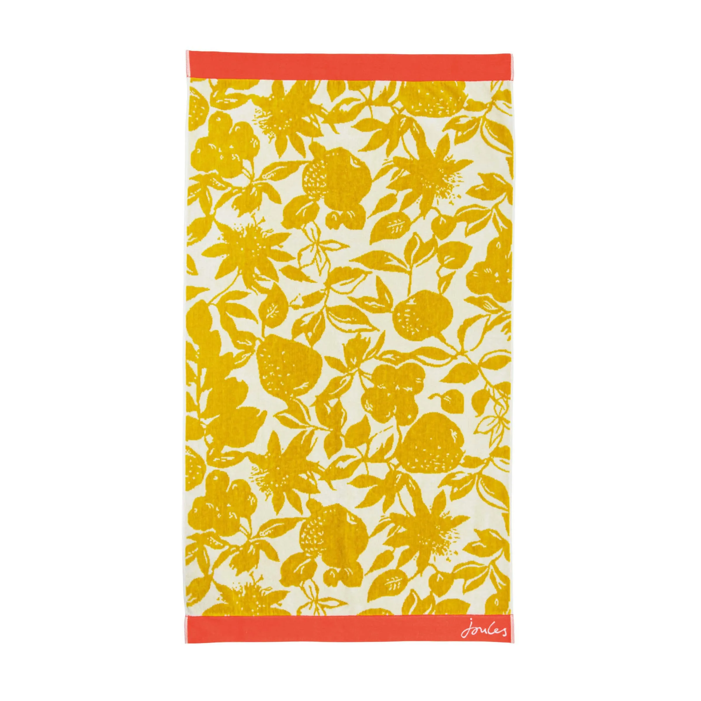 Hand Towel with Floral Print - Yellow, Cotton image