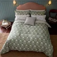 King Size Duvet Cover Set Floral - Green, Cotton