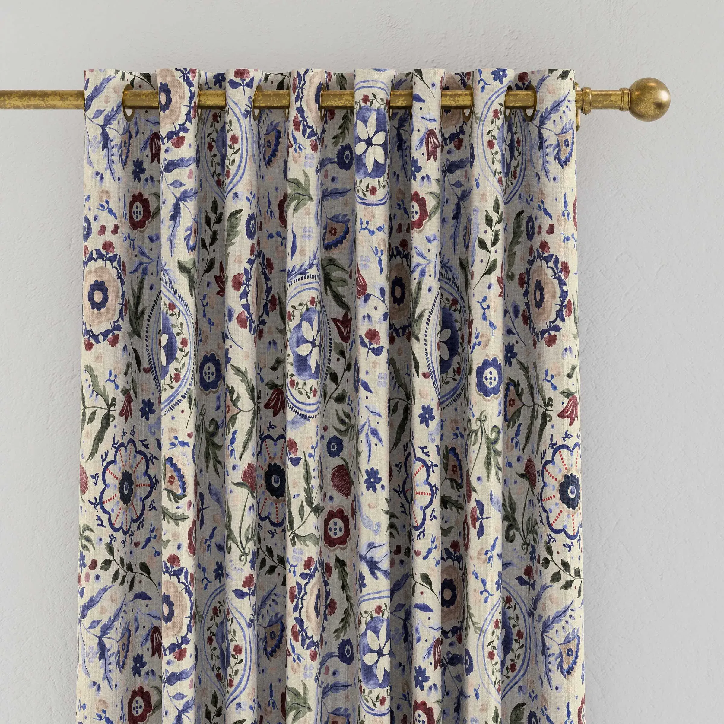 Lined Curtains with Eyelet Header - Multi, Cotton