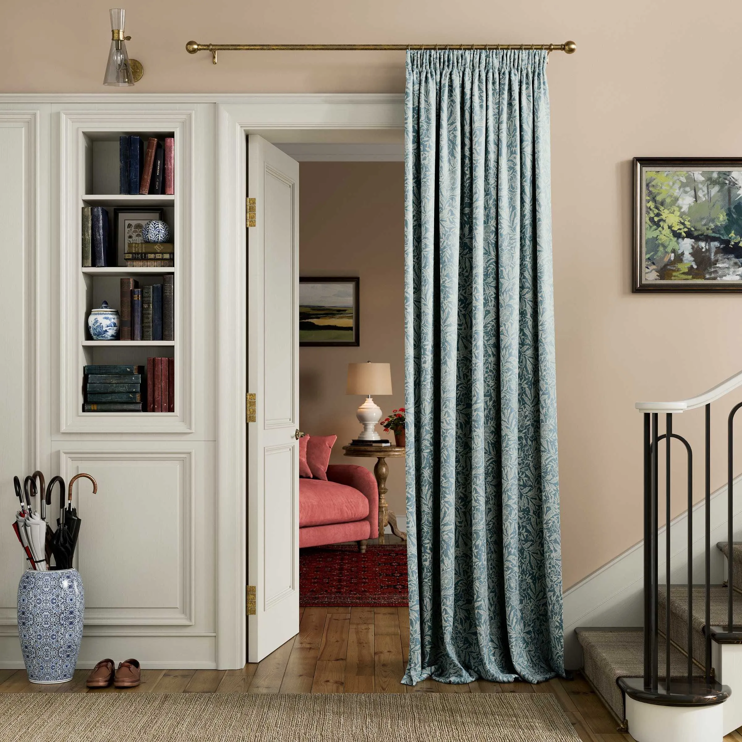 Lined Curtains with Pencil Pleat - Duck Egg, Cotton