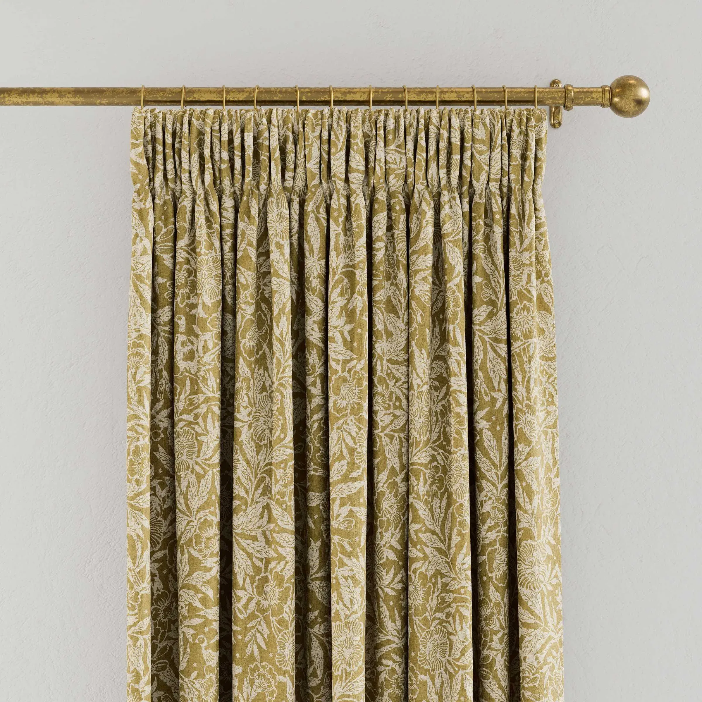 Lined Curtains with Pencil Pleat - Gold, Cotton
