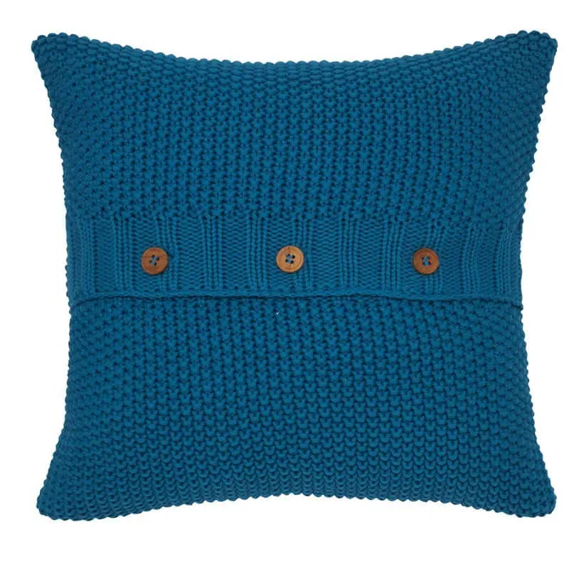 Moss Stitch Cushion - Blue, Knitted image