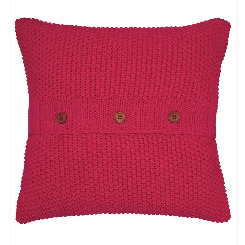 Moss Stitch Cushion - Pink, Knitted