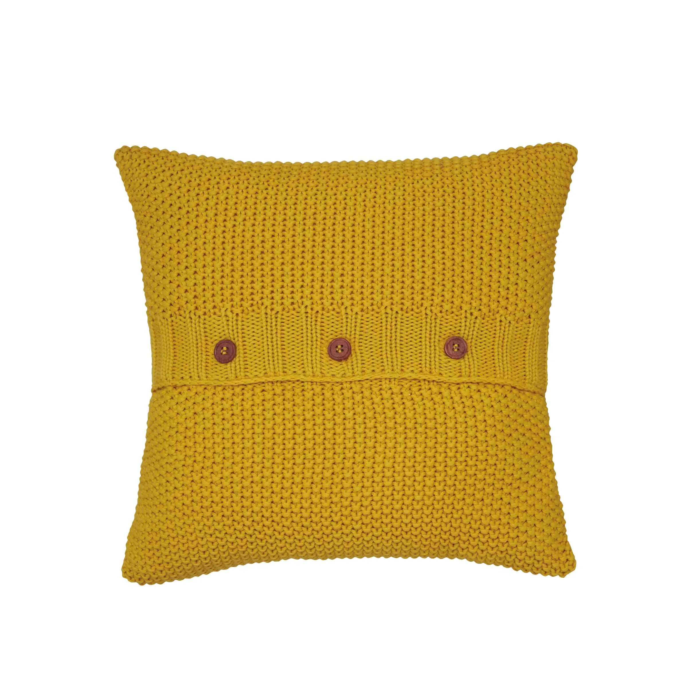 Moss Stitch Cushion - Yellow, Knitted