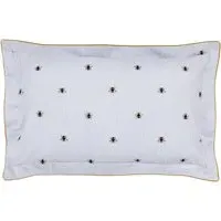 Oxford Pillowcase with Bee Print - Blue, Cotton