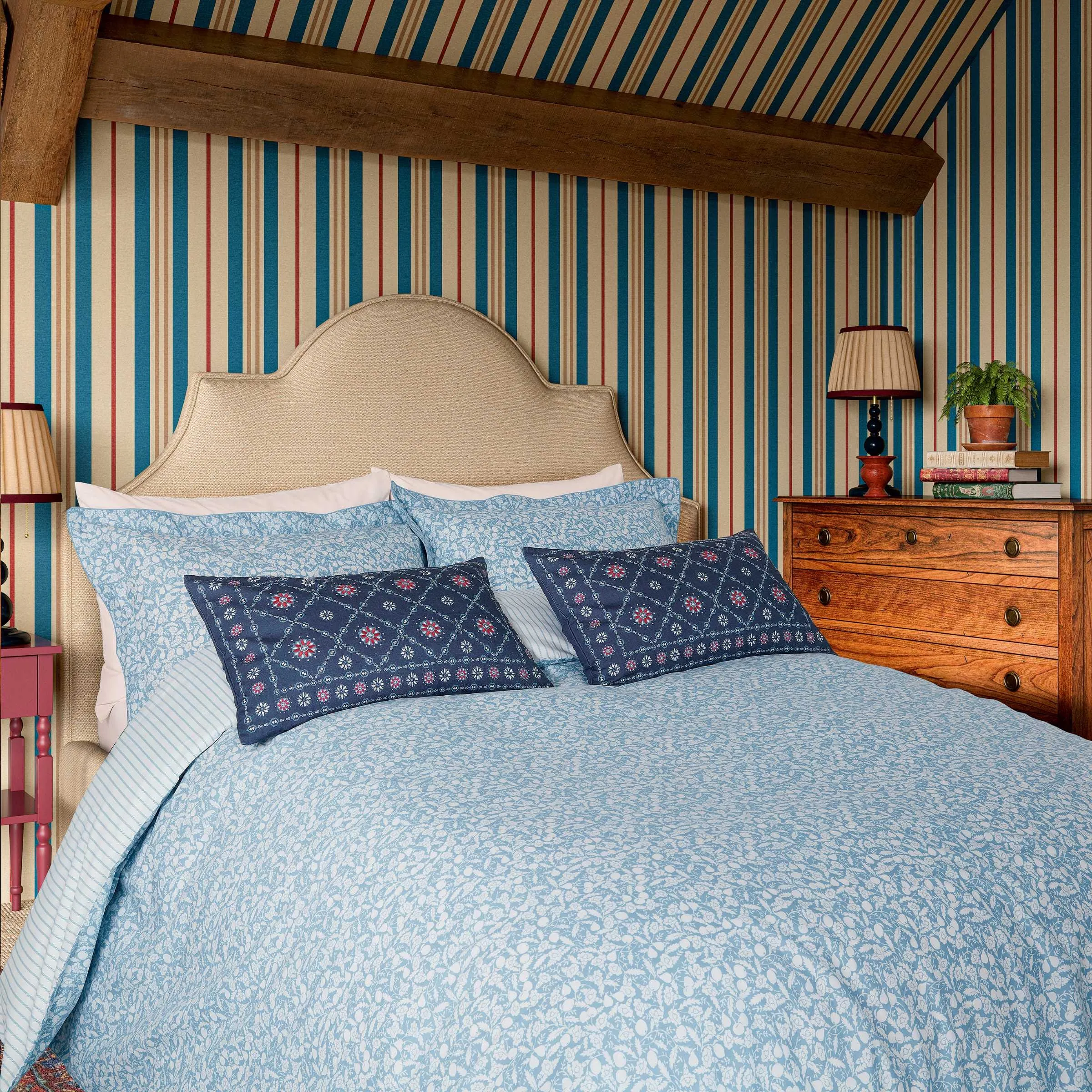 Single Duvet Cover Set Ditsy Print - Blue, Cotton image