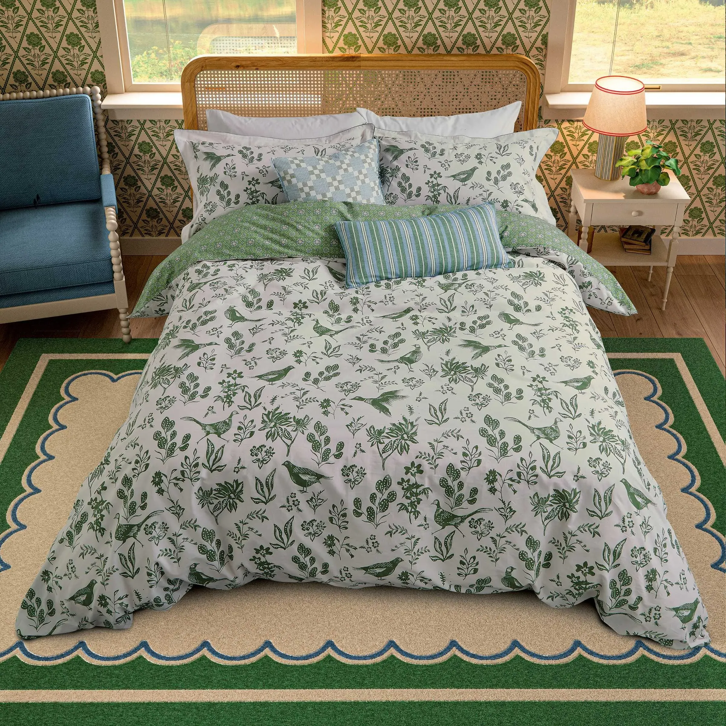Single Duvet Cover Set - Green, Cotton