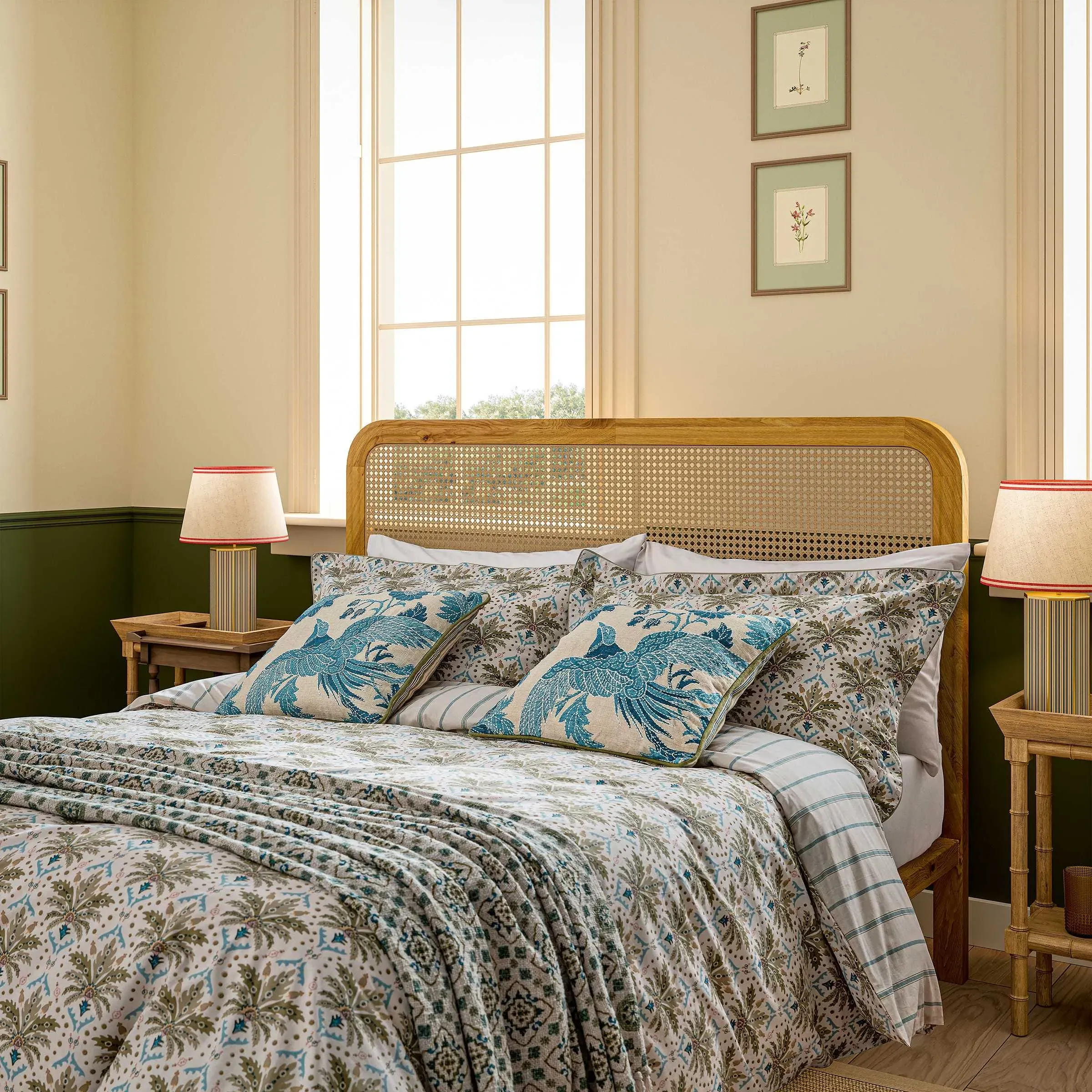 Single Duvet Cover Set Palm Geo - Creme, Cotton image