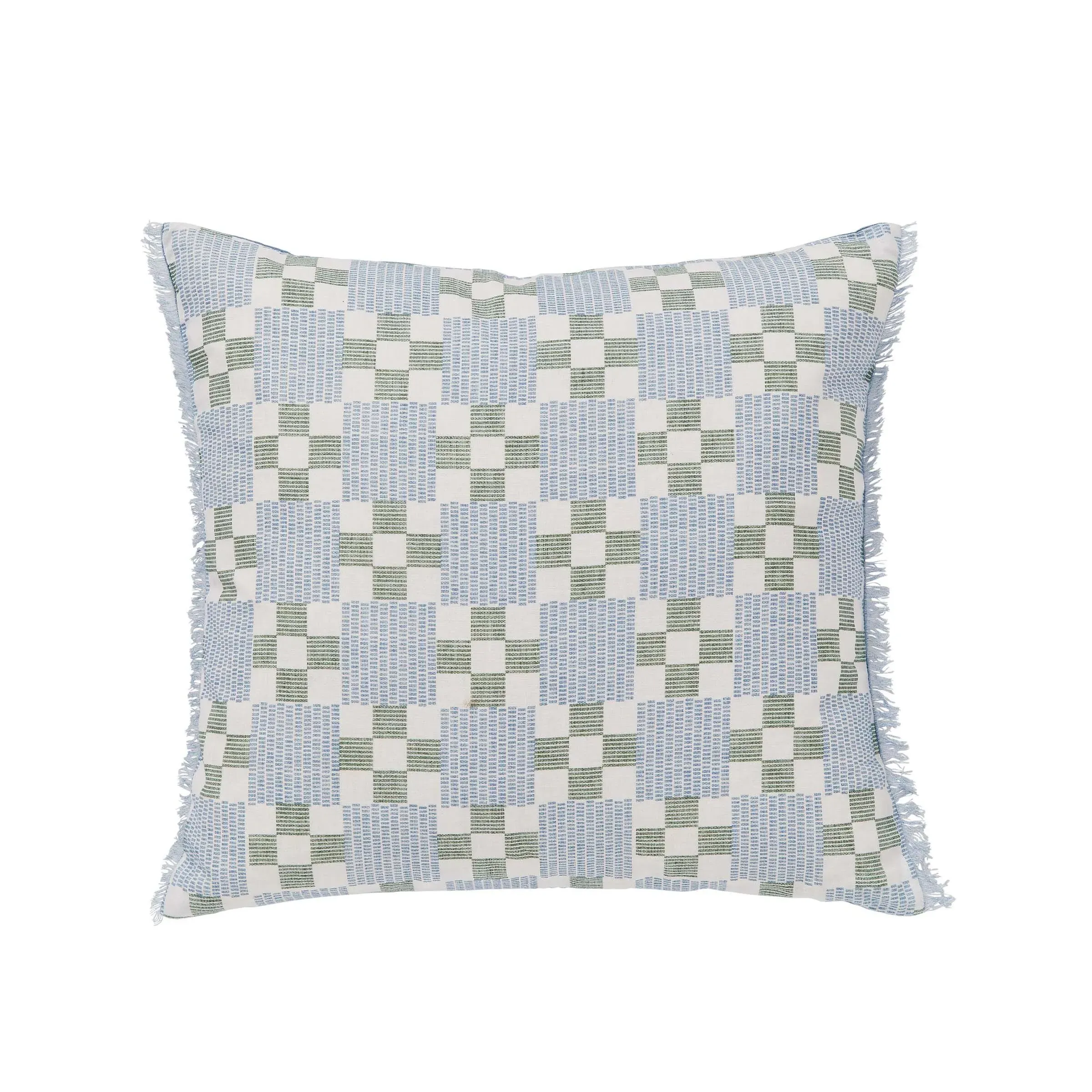 Square Cushion with Check Pattern - Blue image