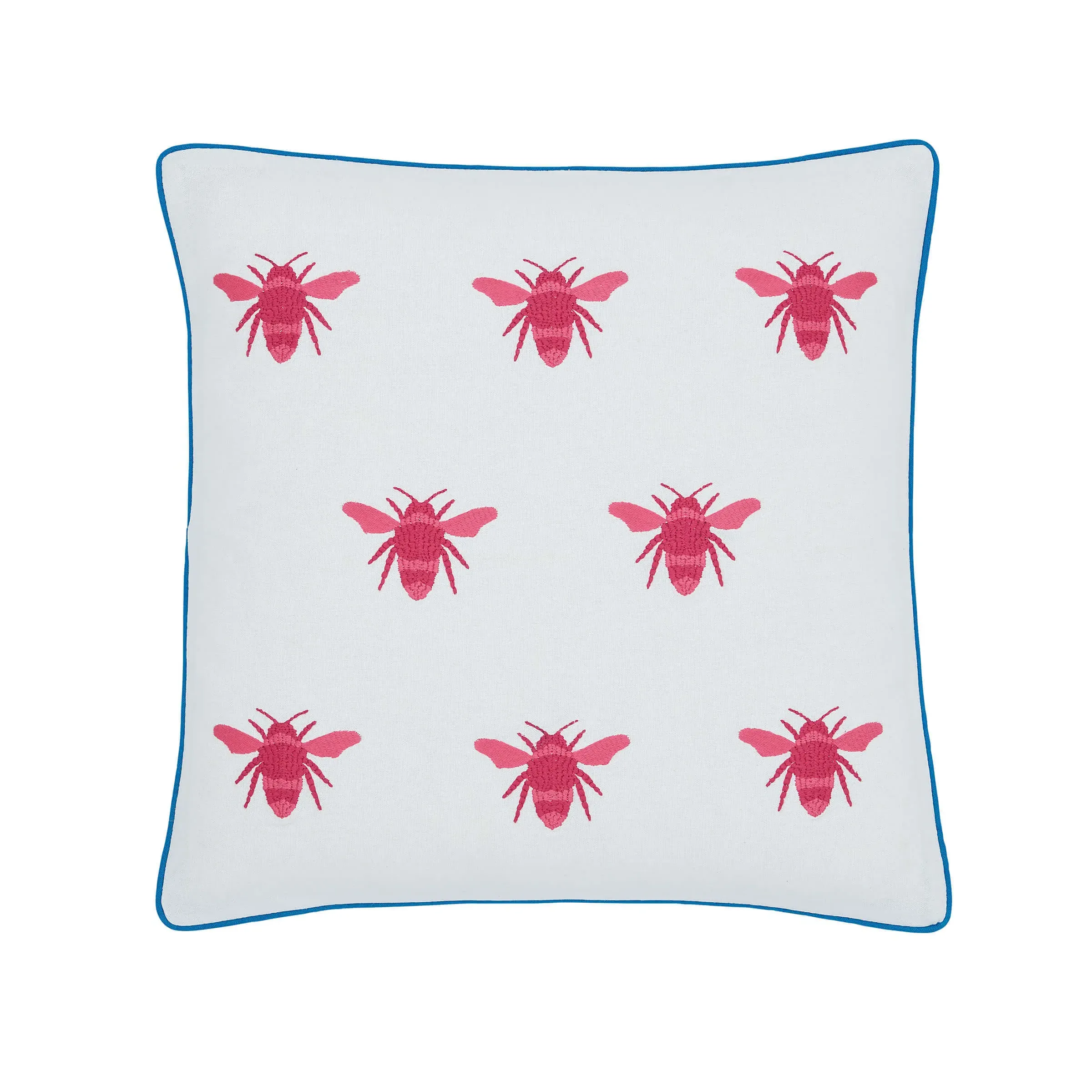 Square Cushion with Embroidery - Blue, Cotton image