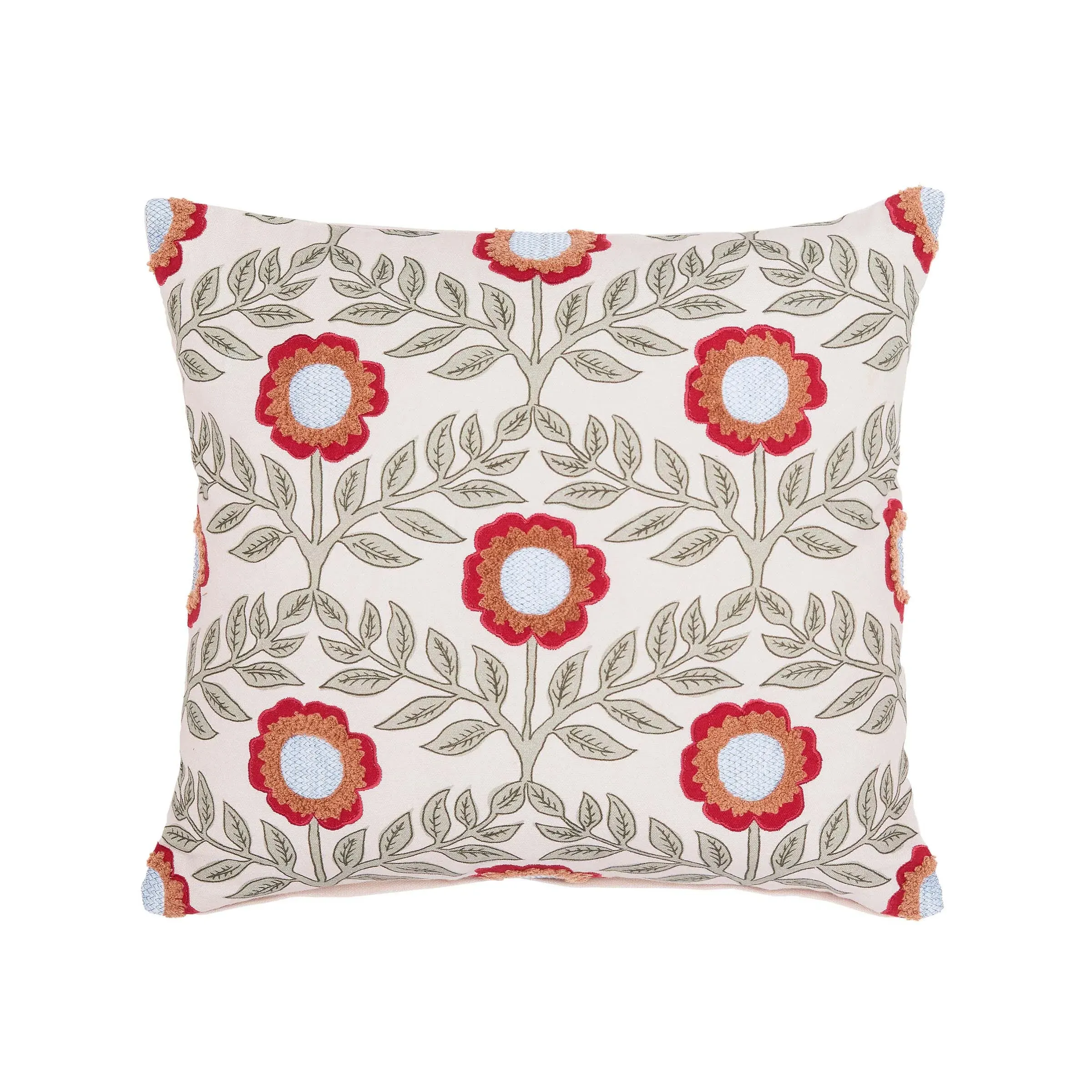 Square Cushion with Needlework - Multi, Cotton