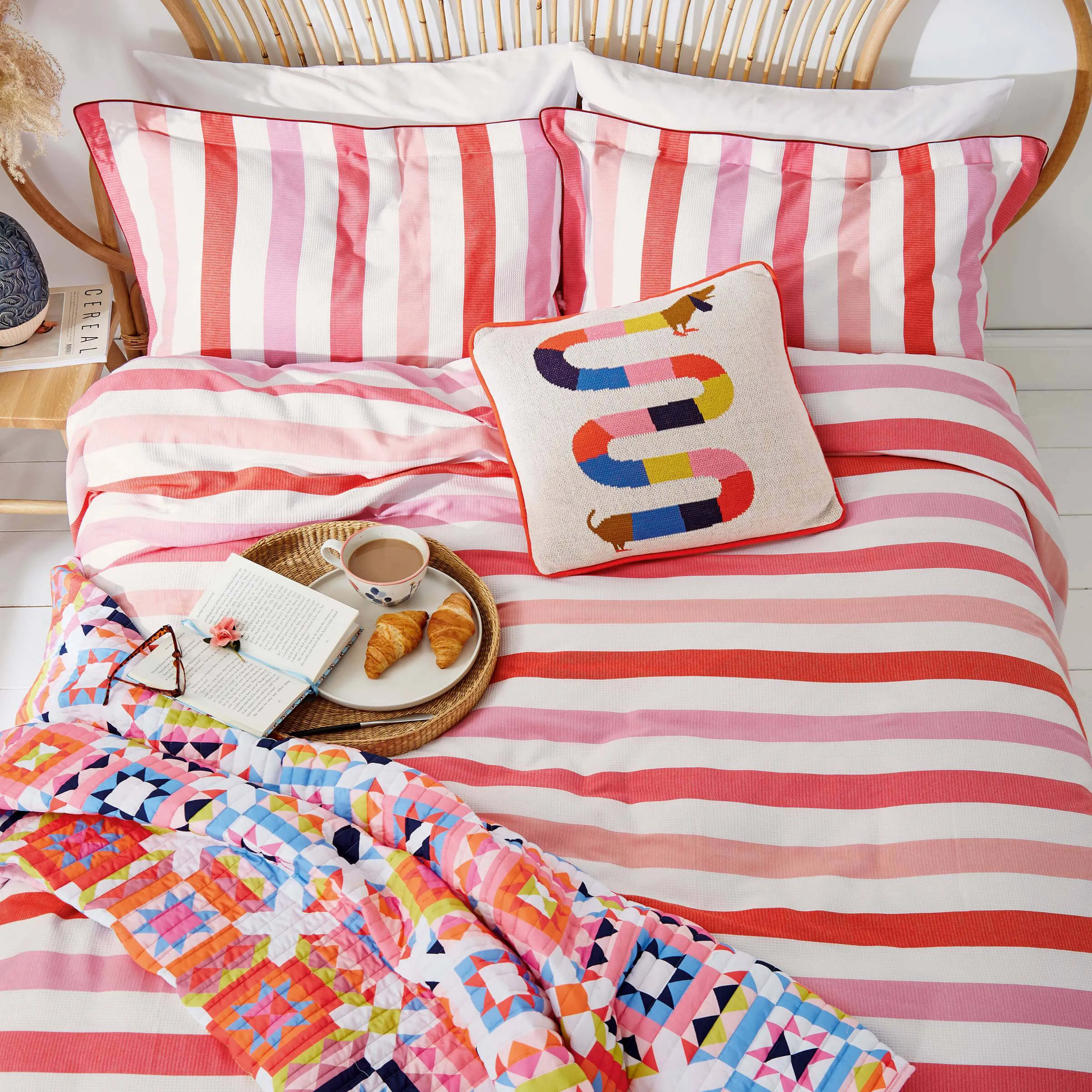 Square Cushion with Stripe Design - Multi
