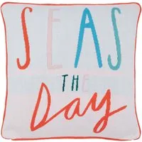 Square Cushion with Text Design - Multi, Cotton