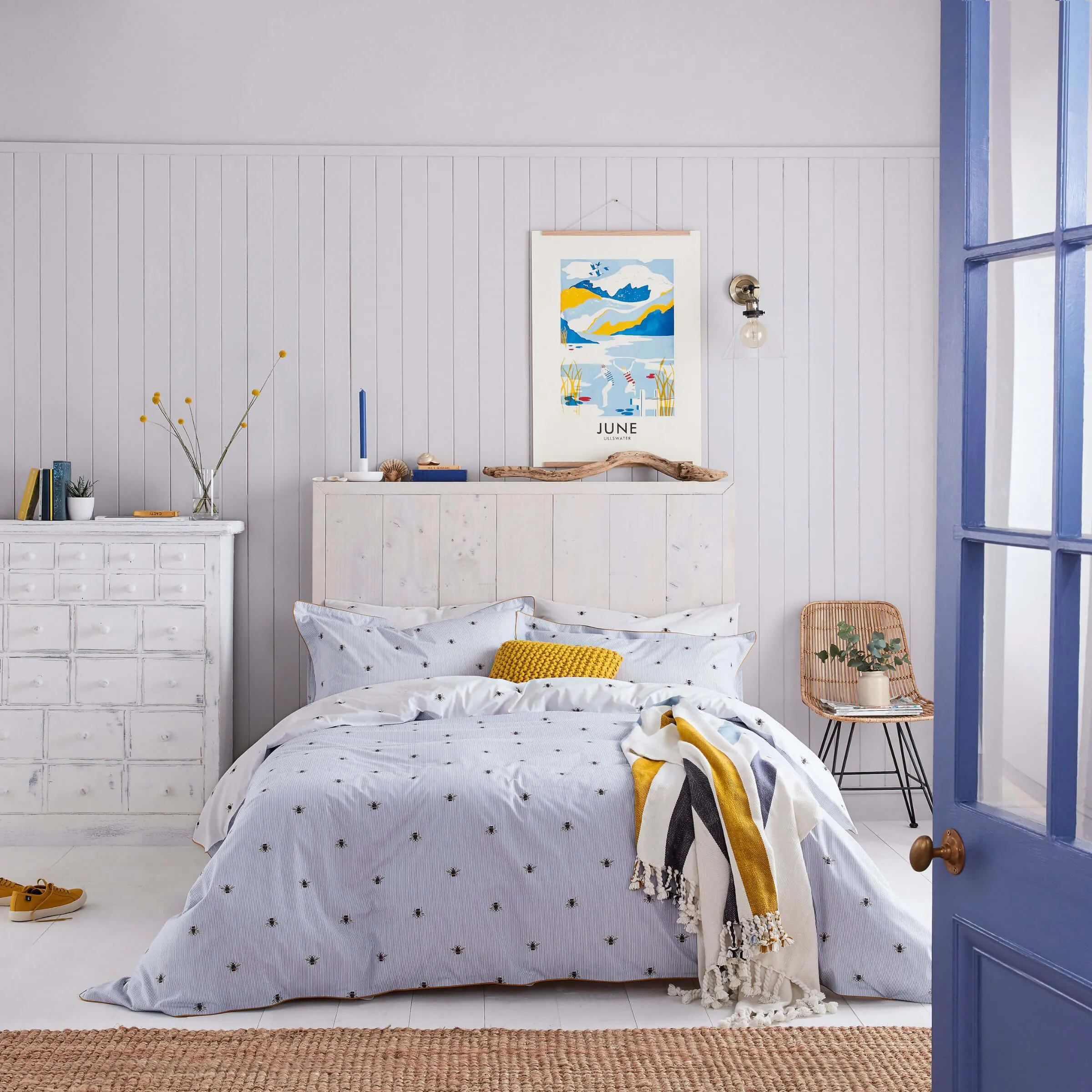 Super King Duvet Cover Set - Blue, Cotton