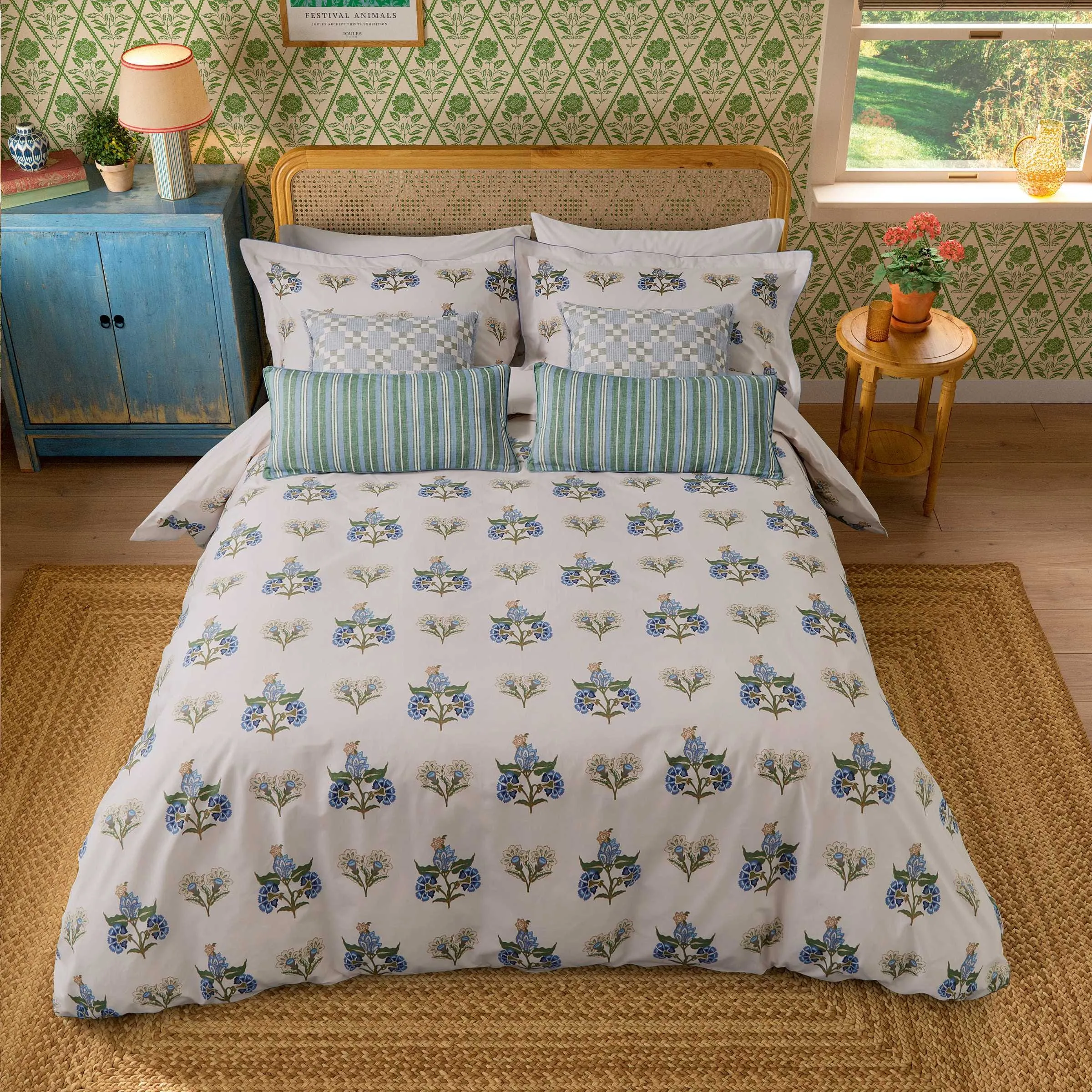 Super King Duvet Cover Set - Blue, Cotton