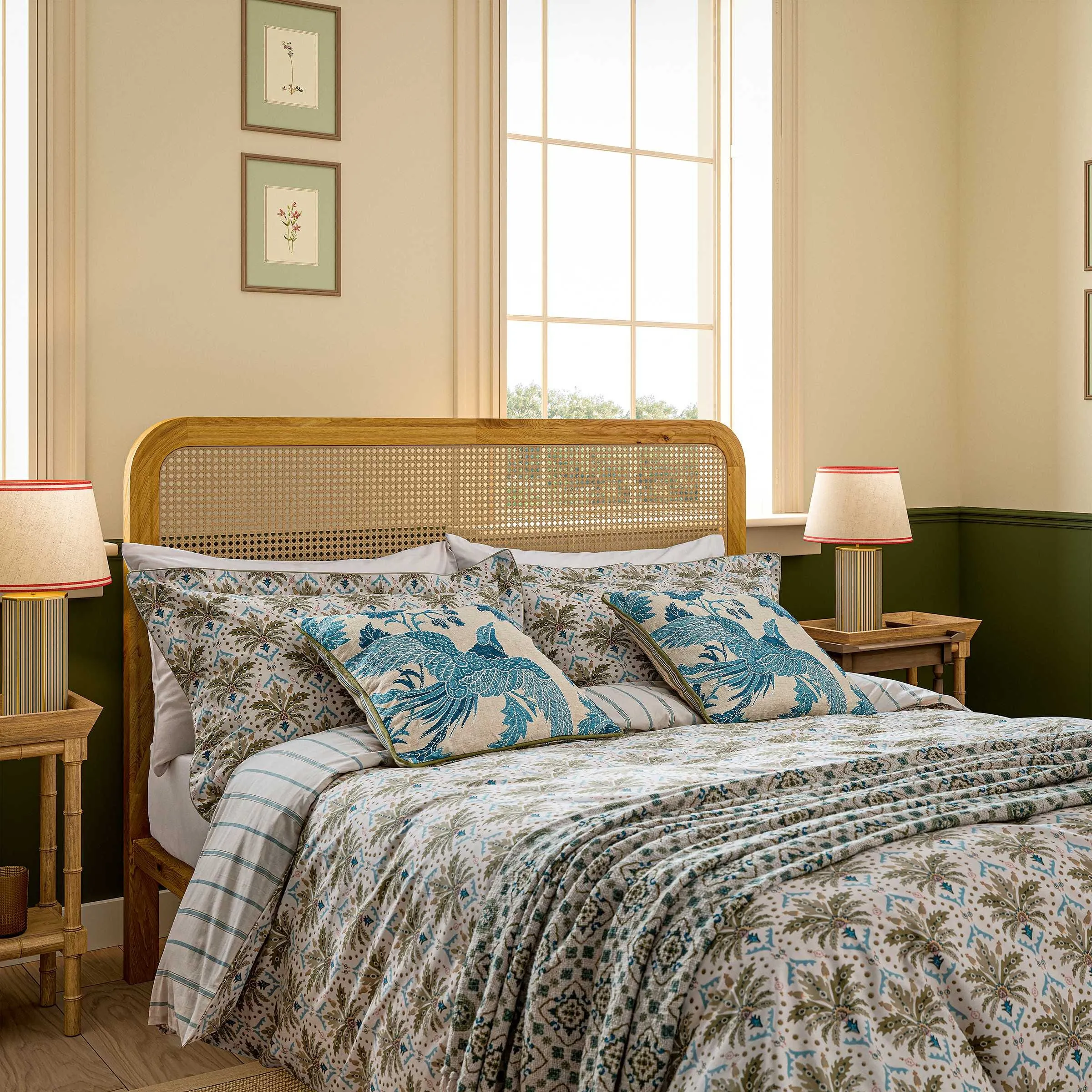 Super King Duvet Cover Set Palm Geo - Creme, Cotton