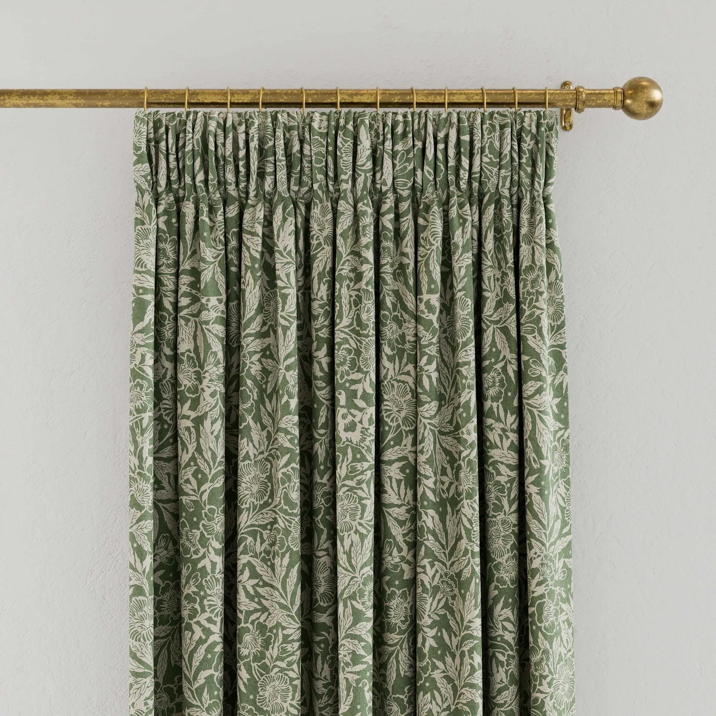 Twilight Ditsy Lined Curtains 66x54" - Green, Cotton product