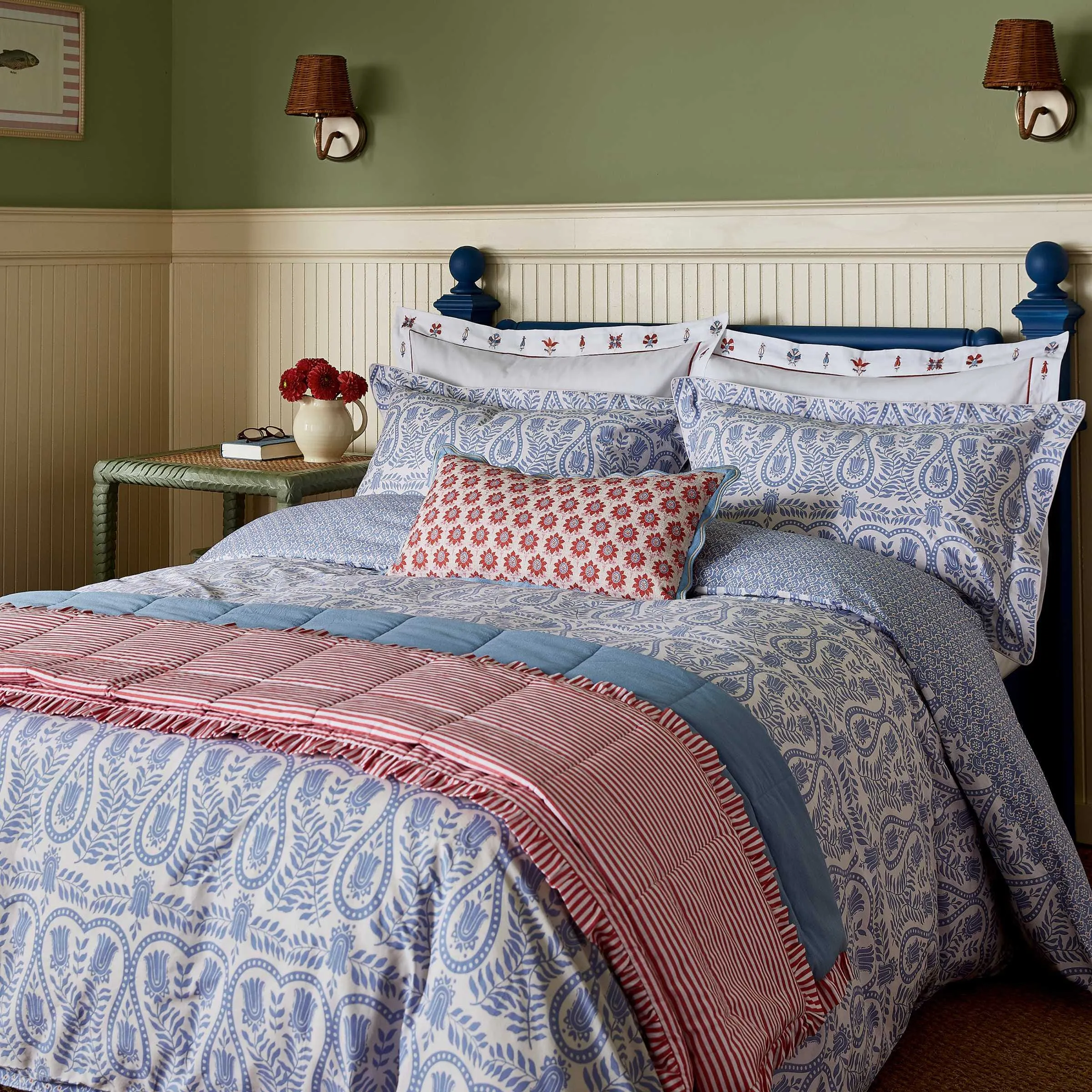 Wandering Indienne Single Duvet Cover Set - Blue, Cotton alternate view