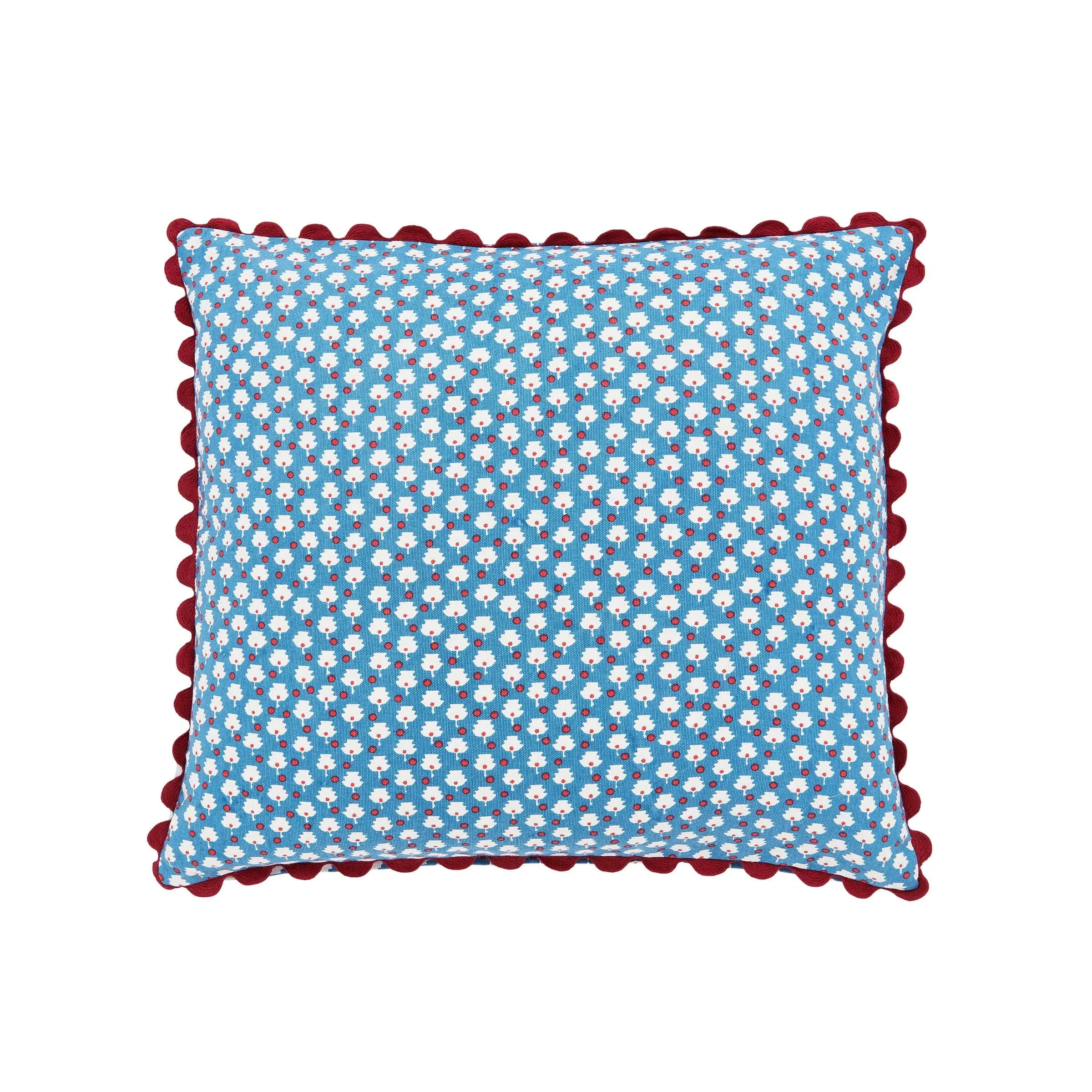 70x40cm Cushion with Floral Design - Blue, Cotton image