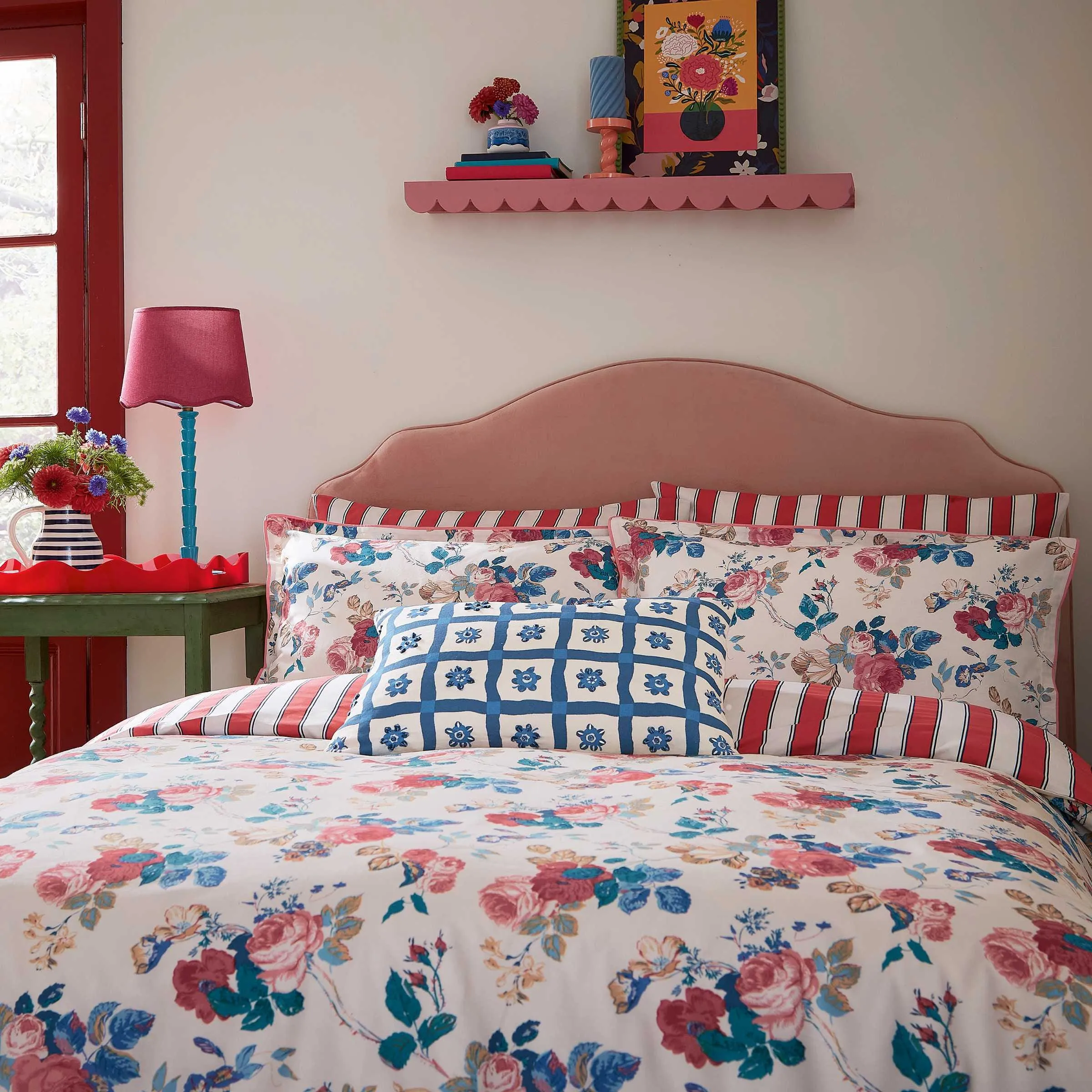 Alec Single Duvet Cover Set - Blue, Red alternate view