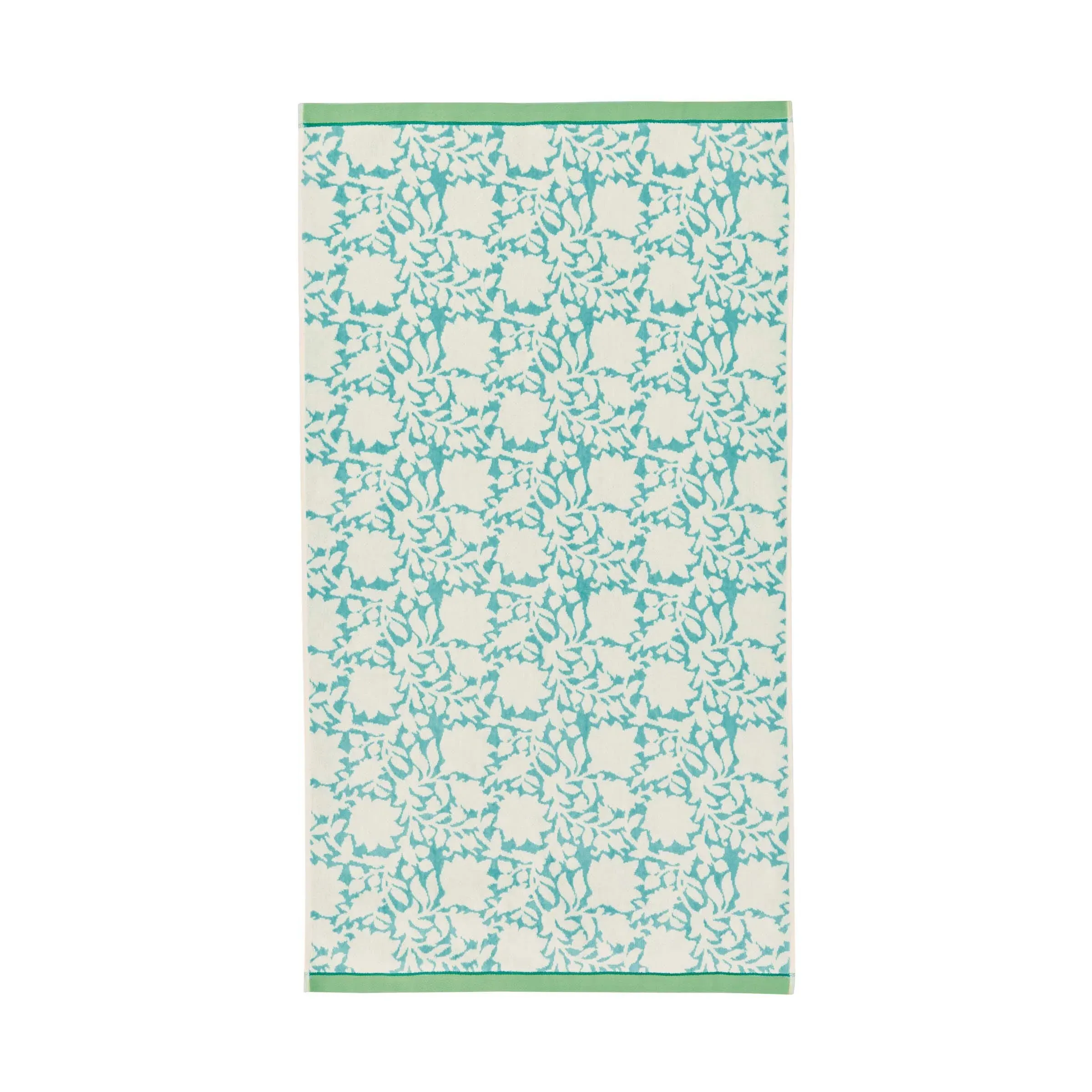 Bath Sheet with Floral Jacquard - Green, Cotton image