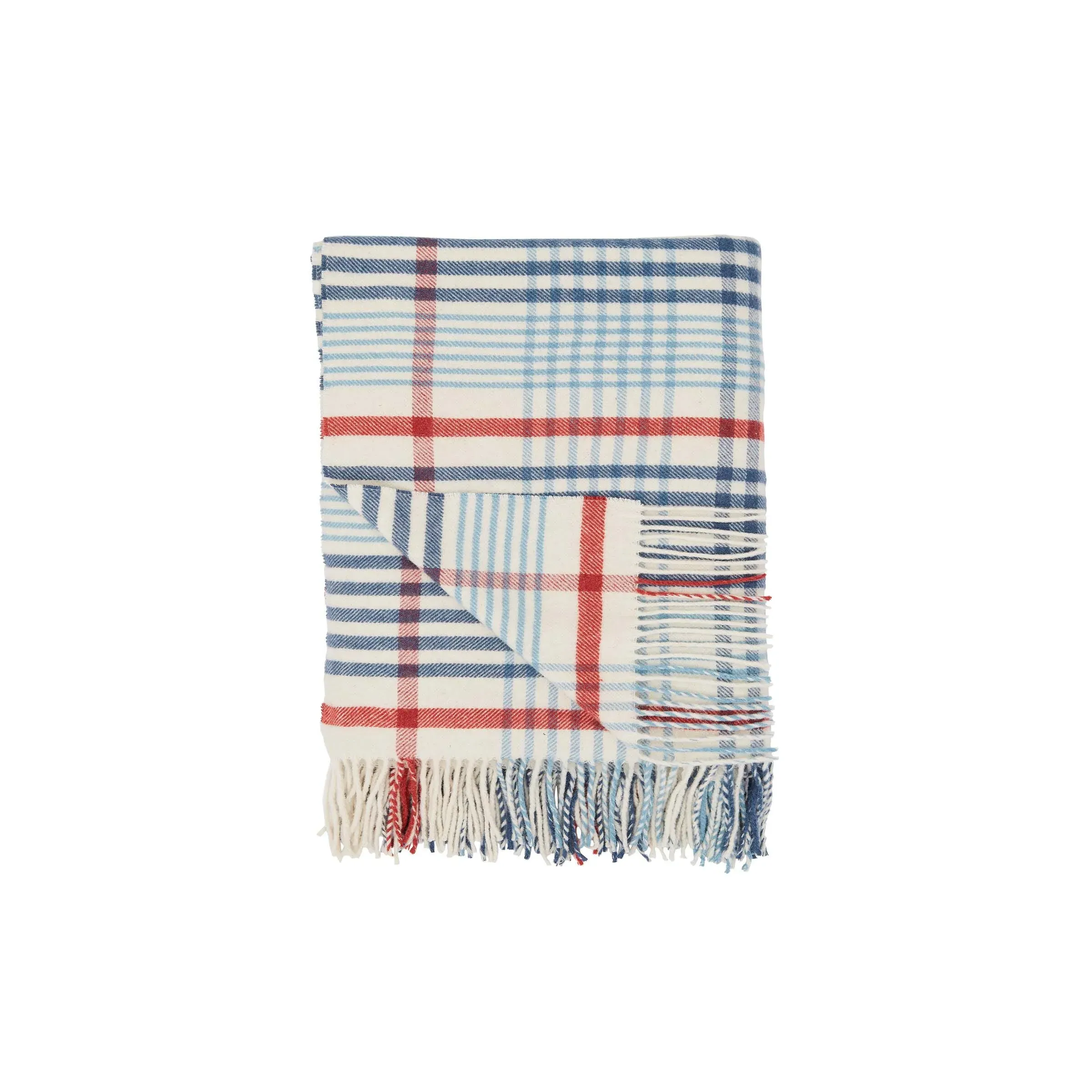 Check Throw with Fringe - Blue, Woven image