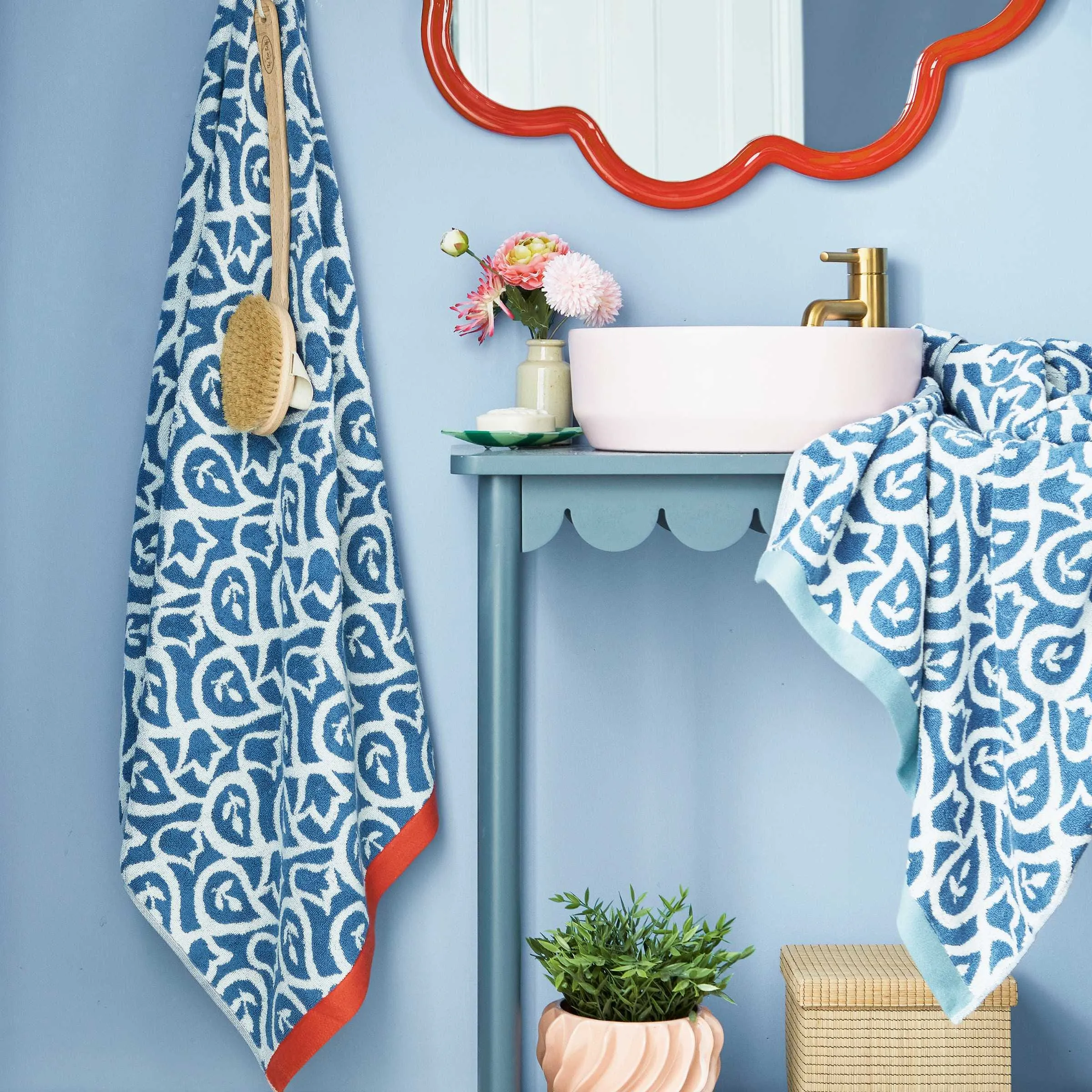 Corie Hand Towel - Blue/Red, Cotton Terry alternate view