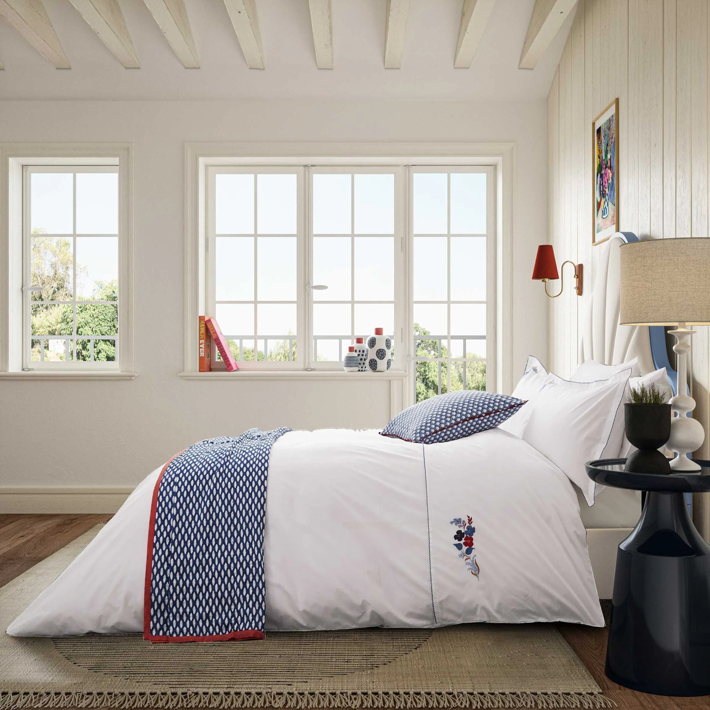 Double Duvet Cover Set - Blue, Cotton