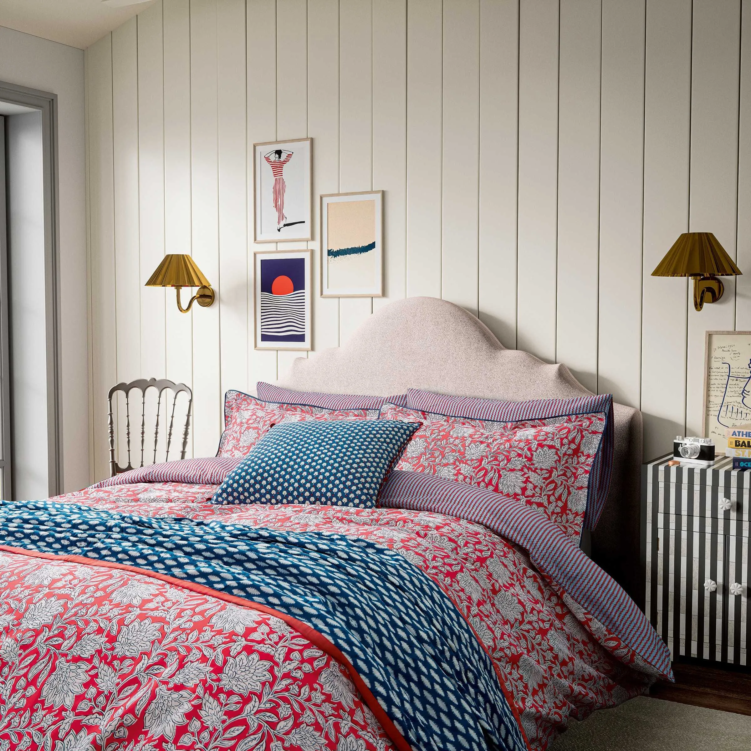 Double Duvet Cover Set - Blue/Red