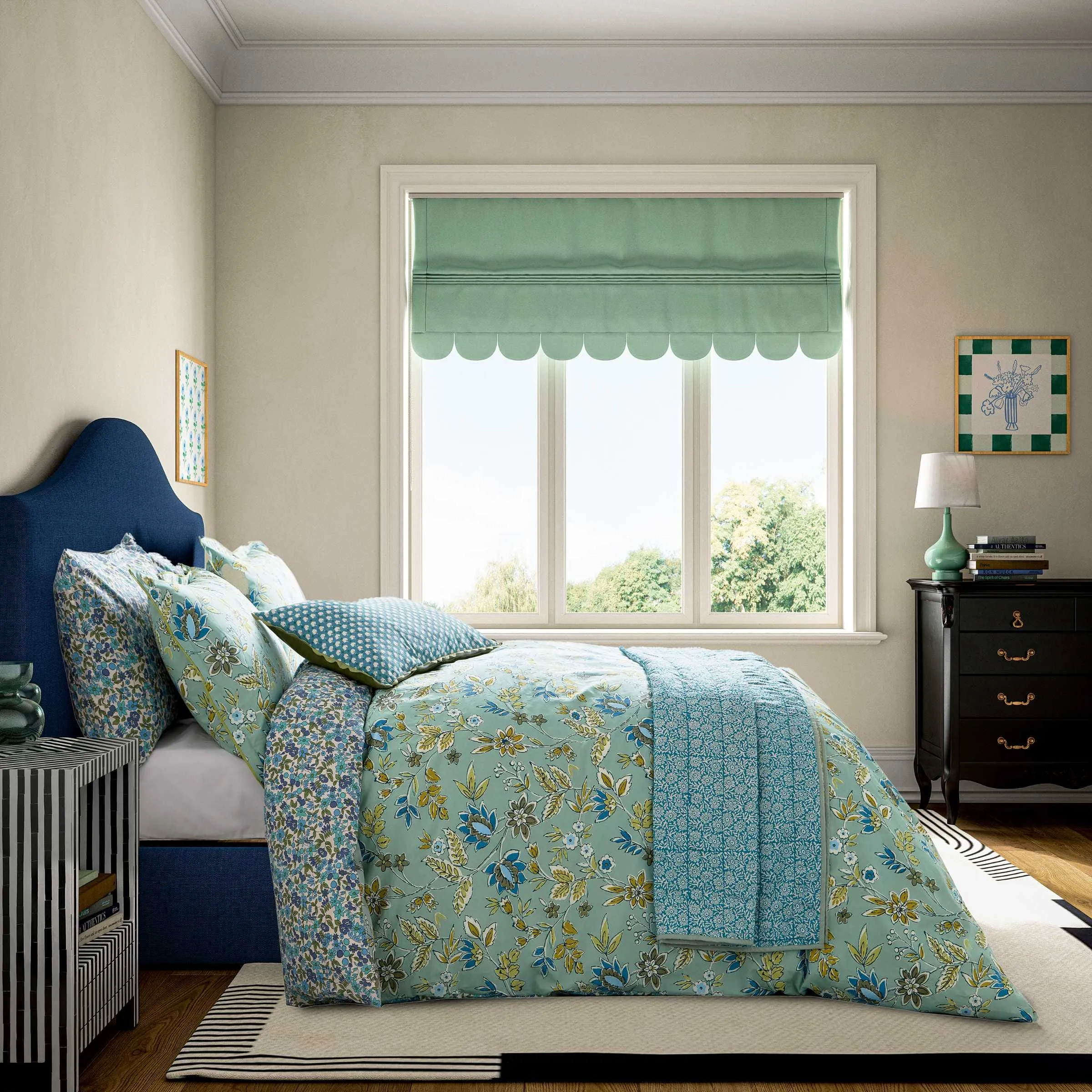 Double Duvet Cover Set - Green, Cotton