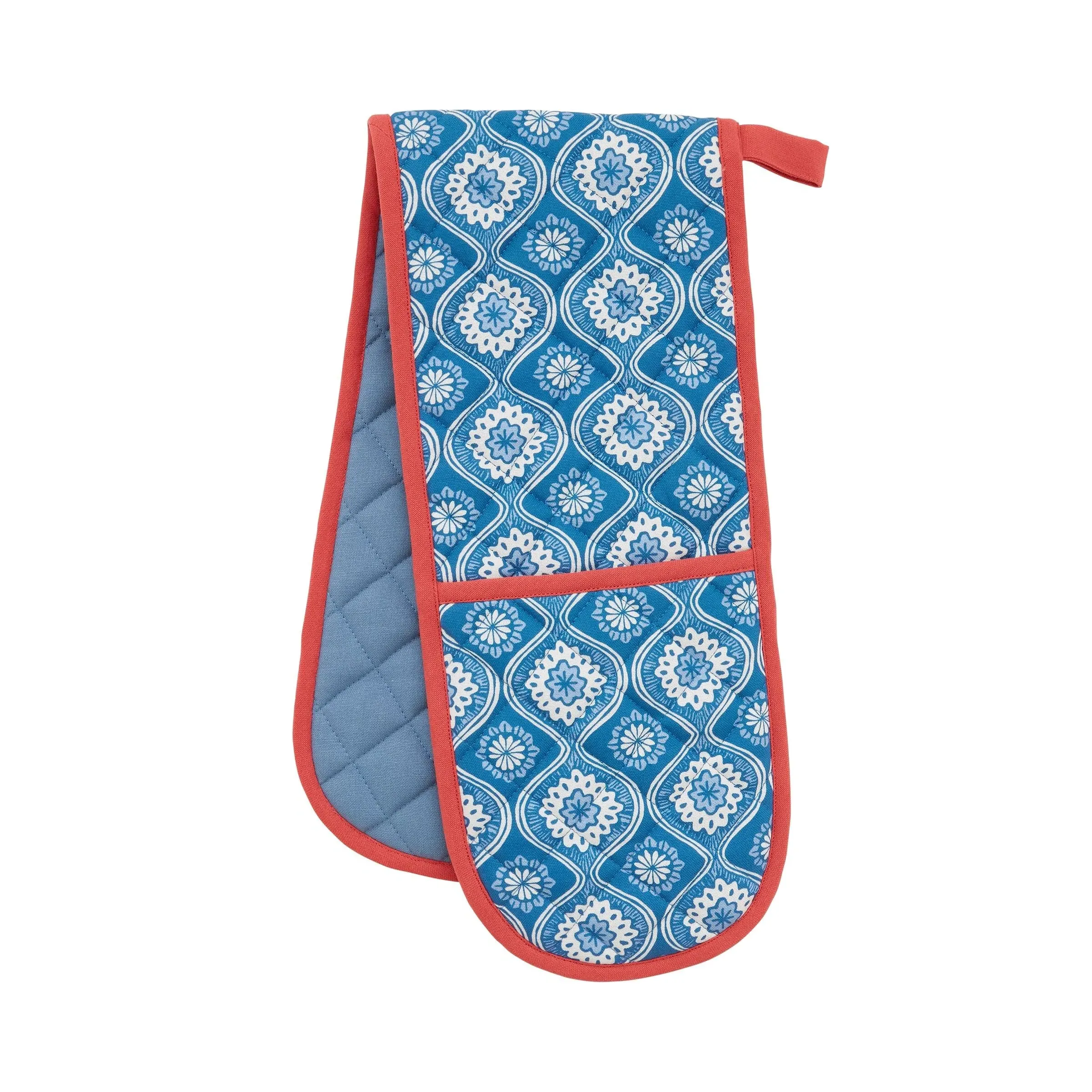 Double Oven Glove Quilted - Blue, Cotton